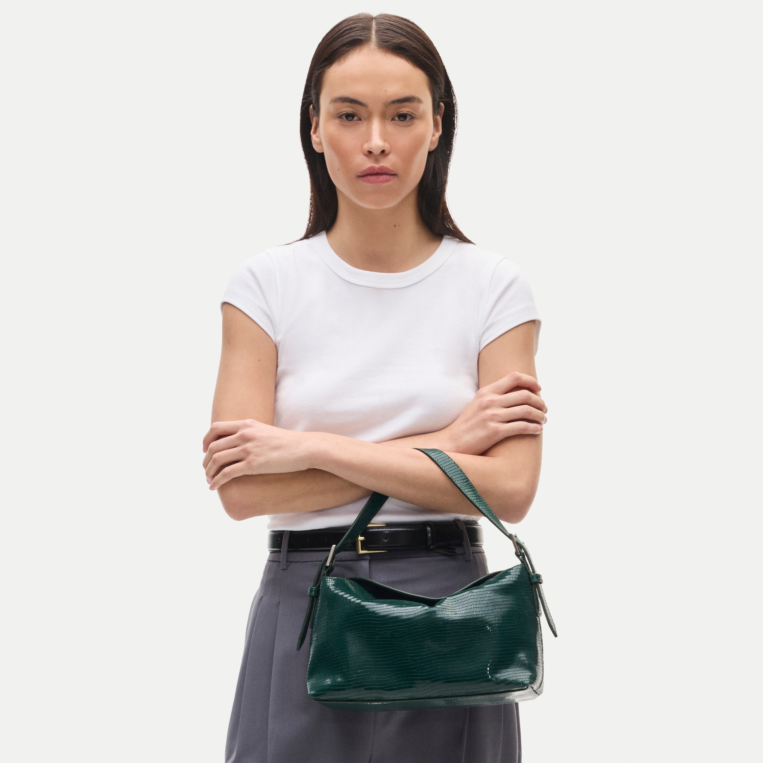 Berkeley small shoulder bag in lizard-embossed leather