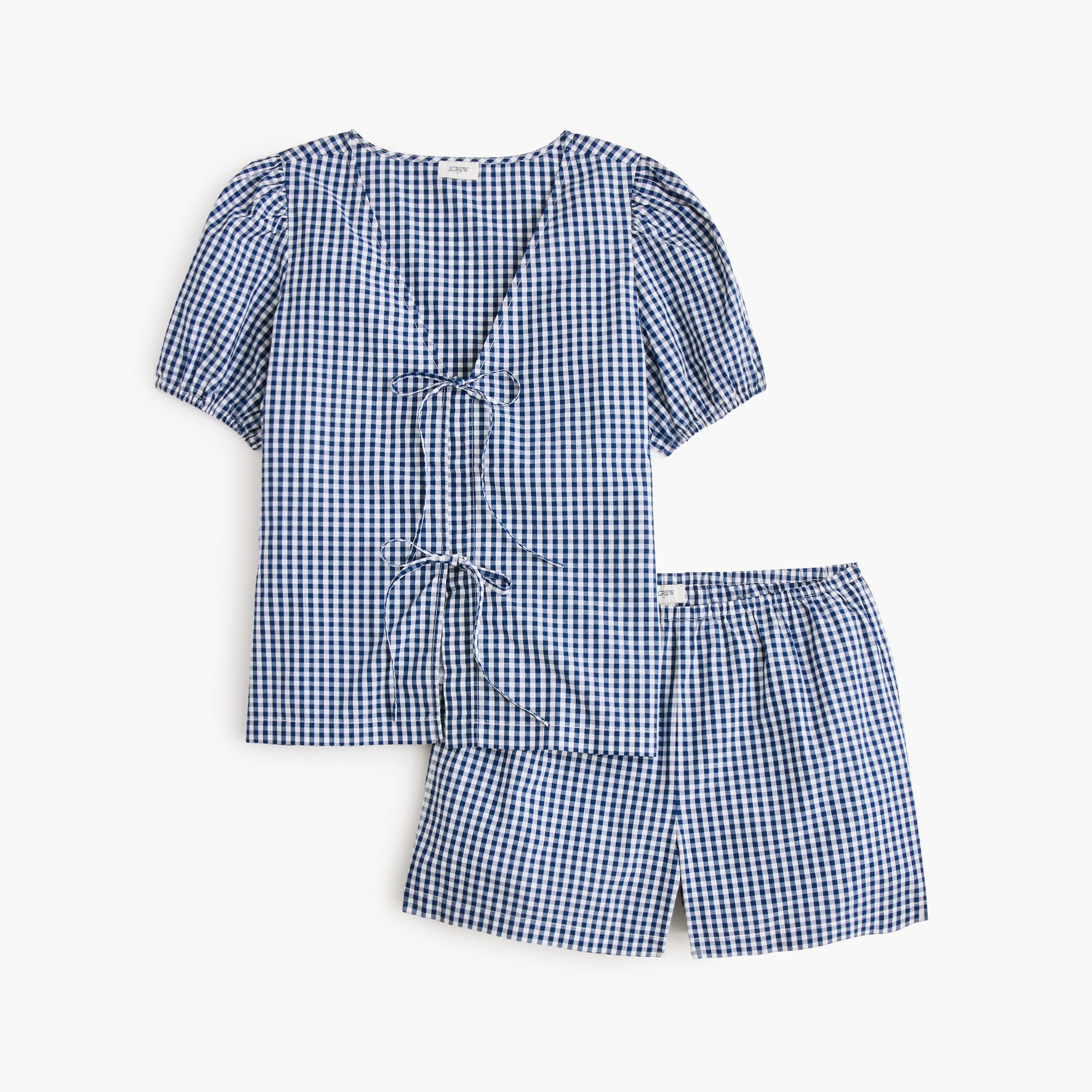 Tie-front top and short pajama set