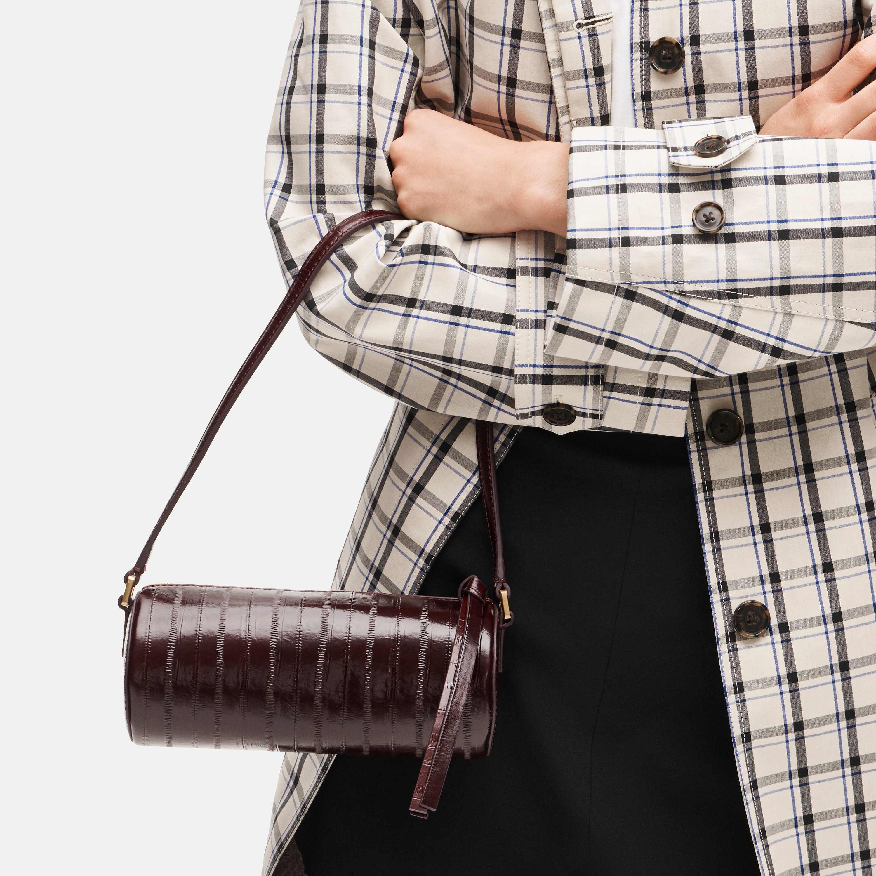 Pencil bag in eel-embossed leather