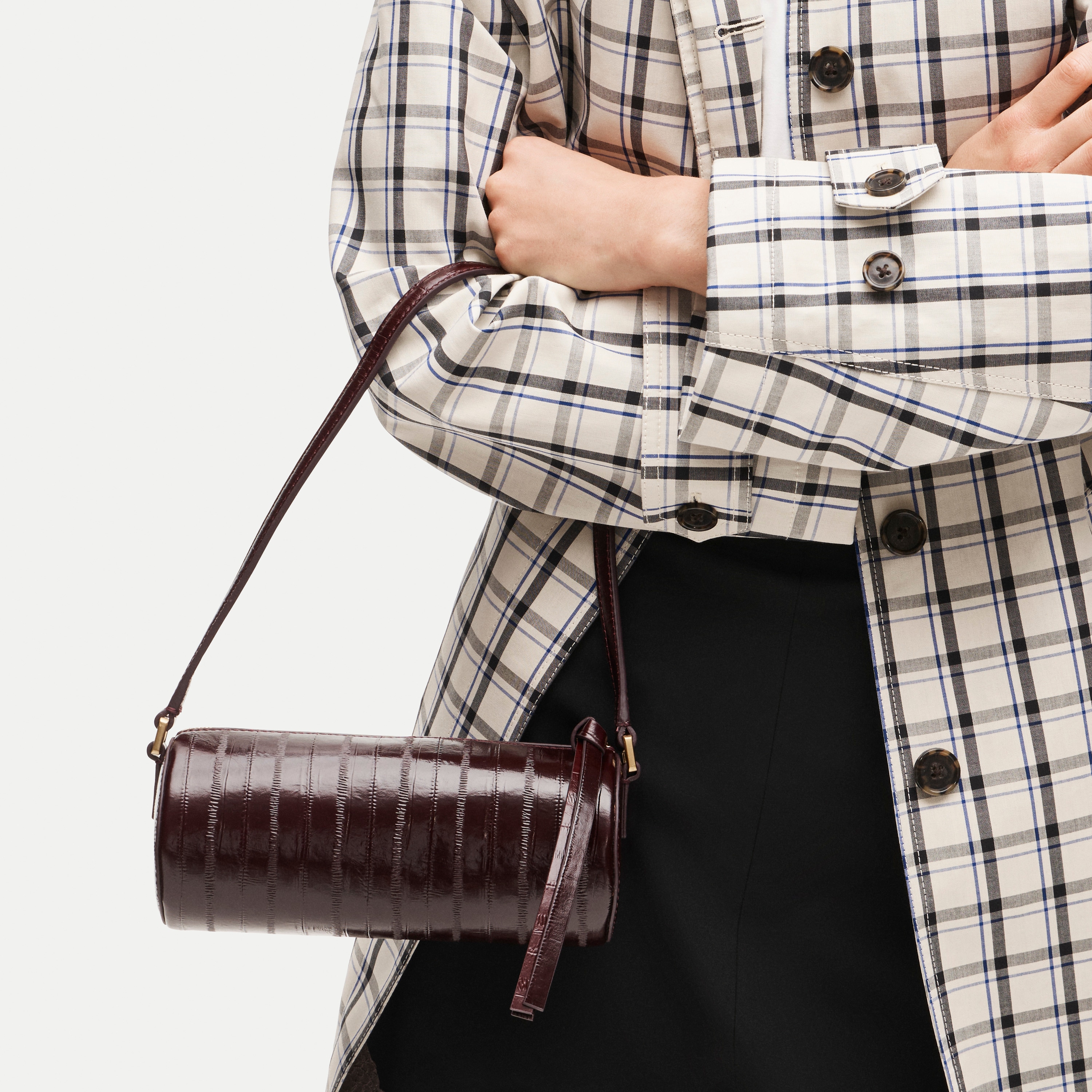 Pencil bag in eel-embossed leather