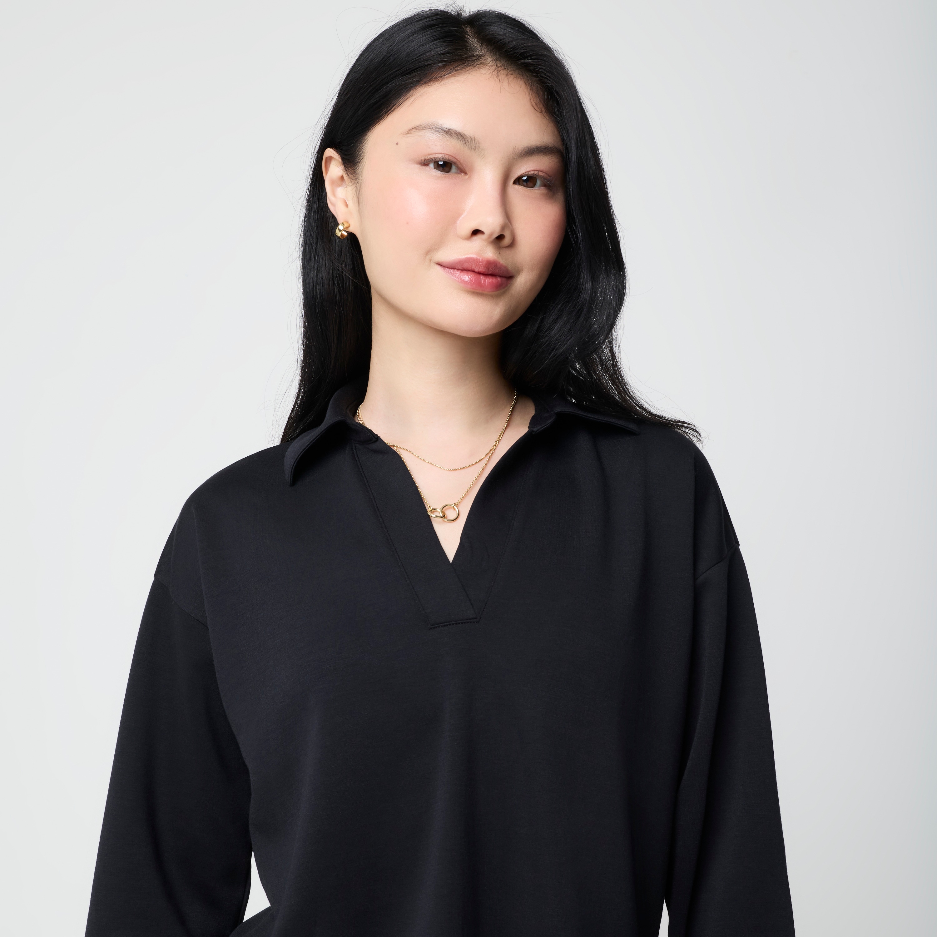 Luxe interlock polo sweatshirt