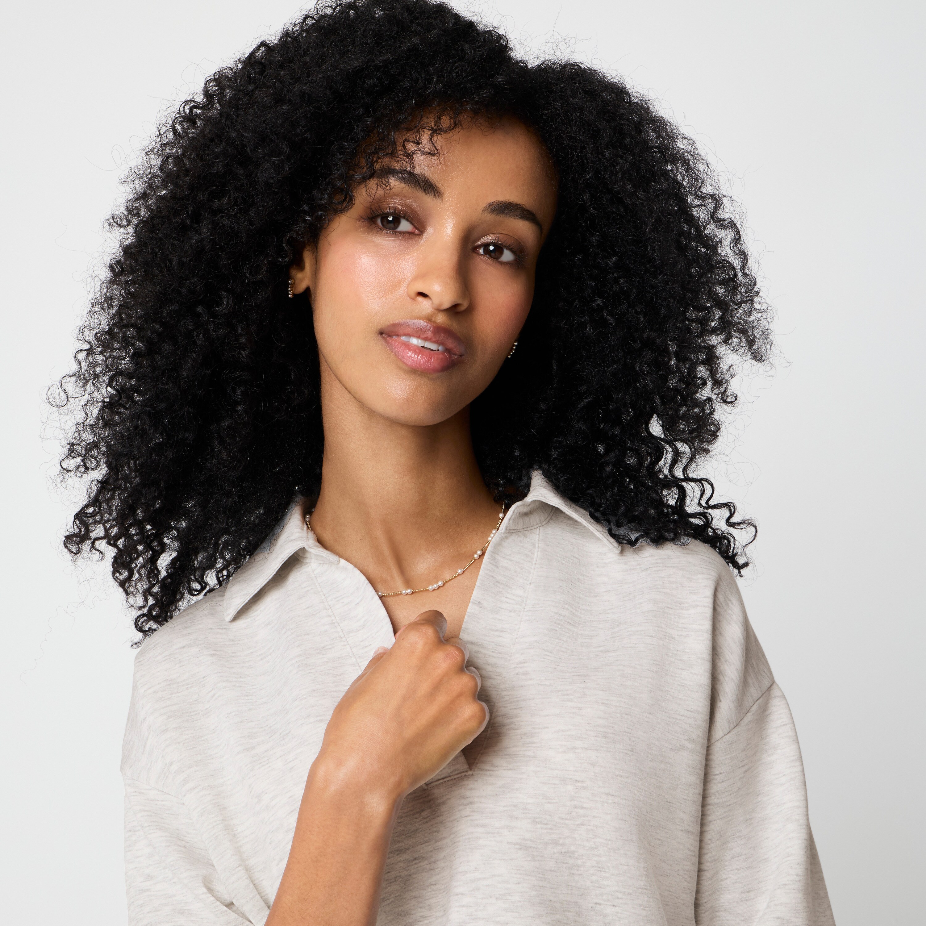 Luxe interlock polo sweatshirt