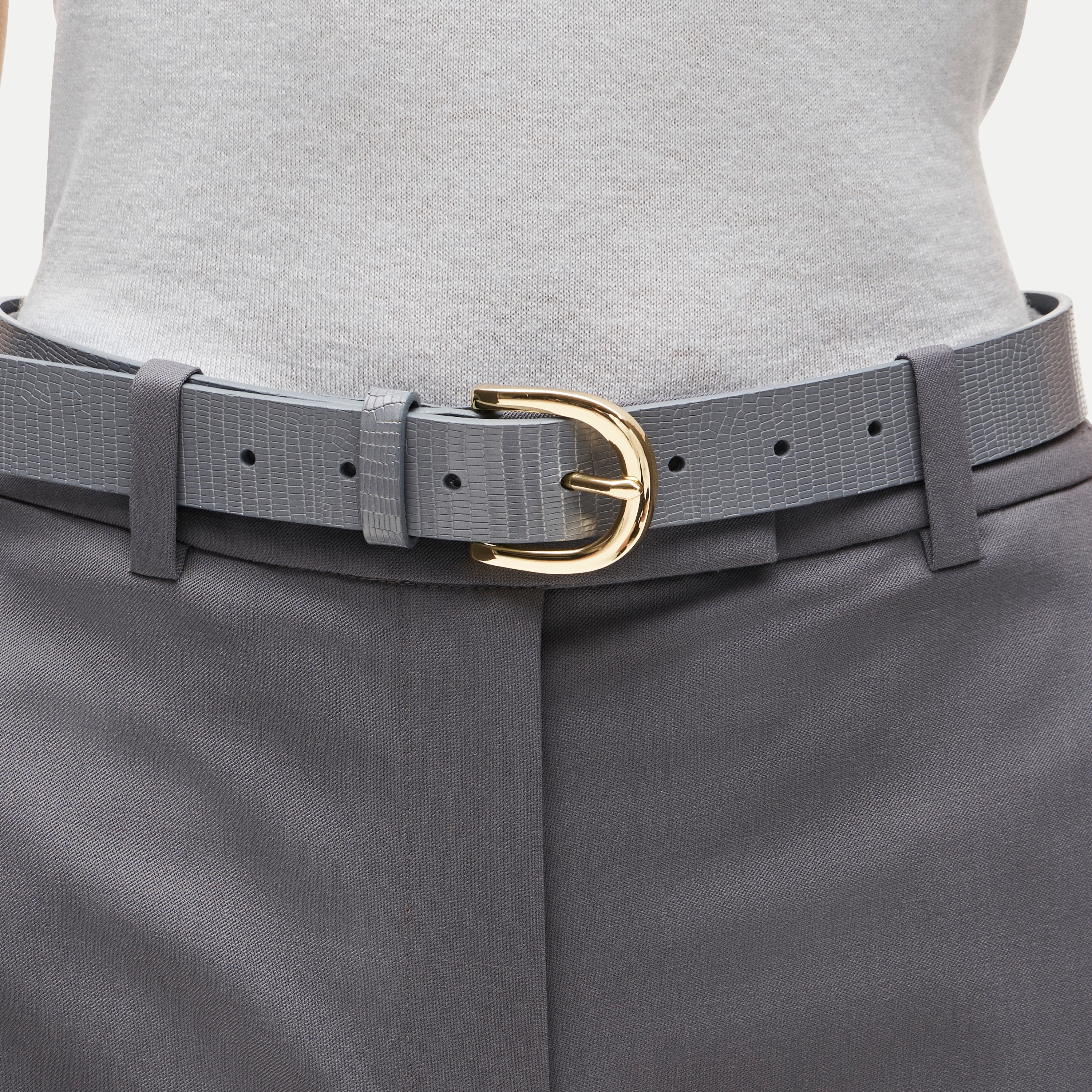 Classic belt in lizard-embossed leather - thumbnail 2