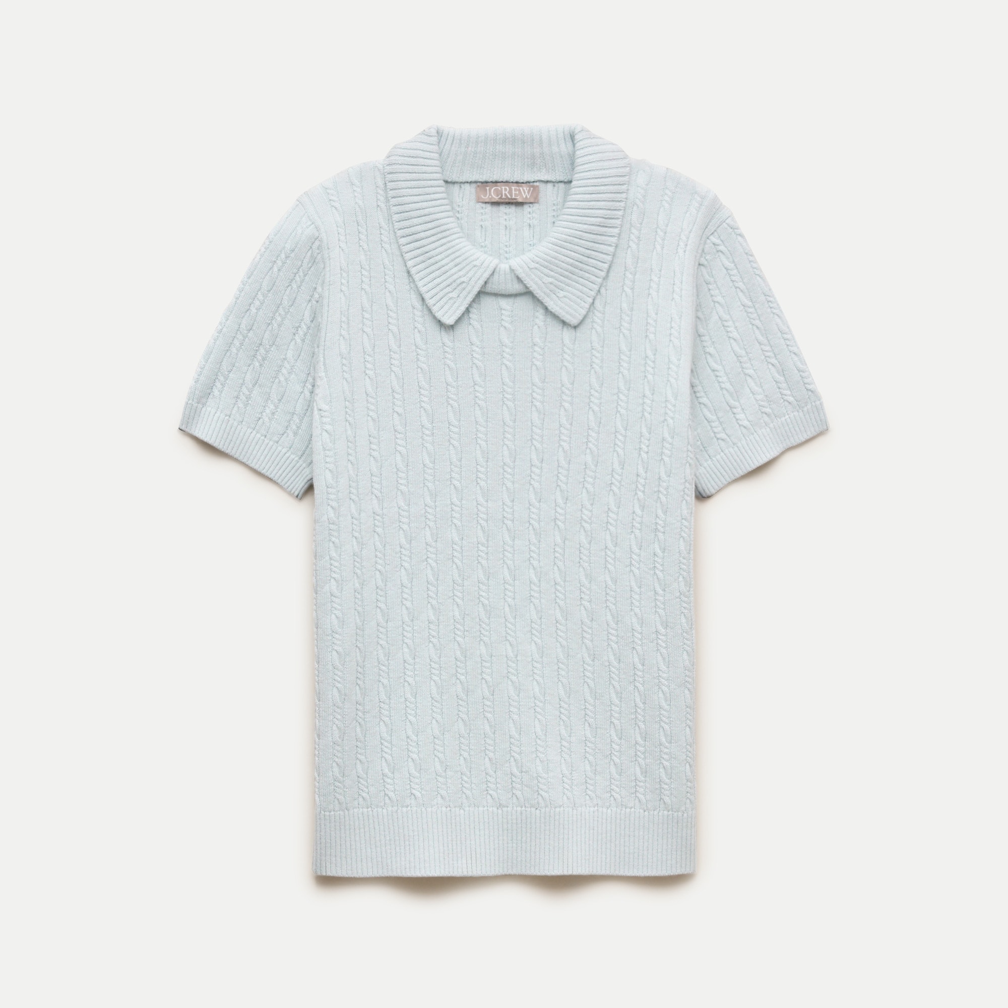 Cable-knit sweater-polo in merino wool