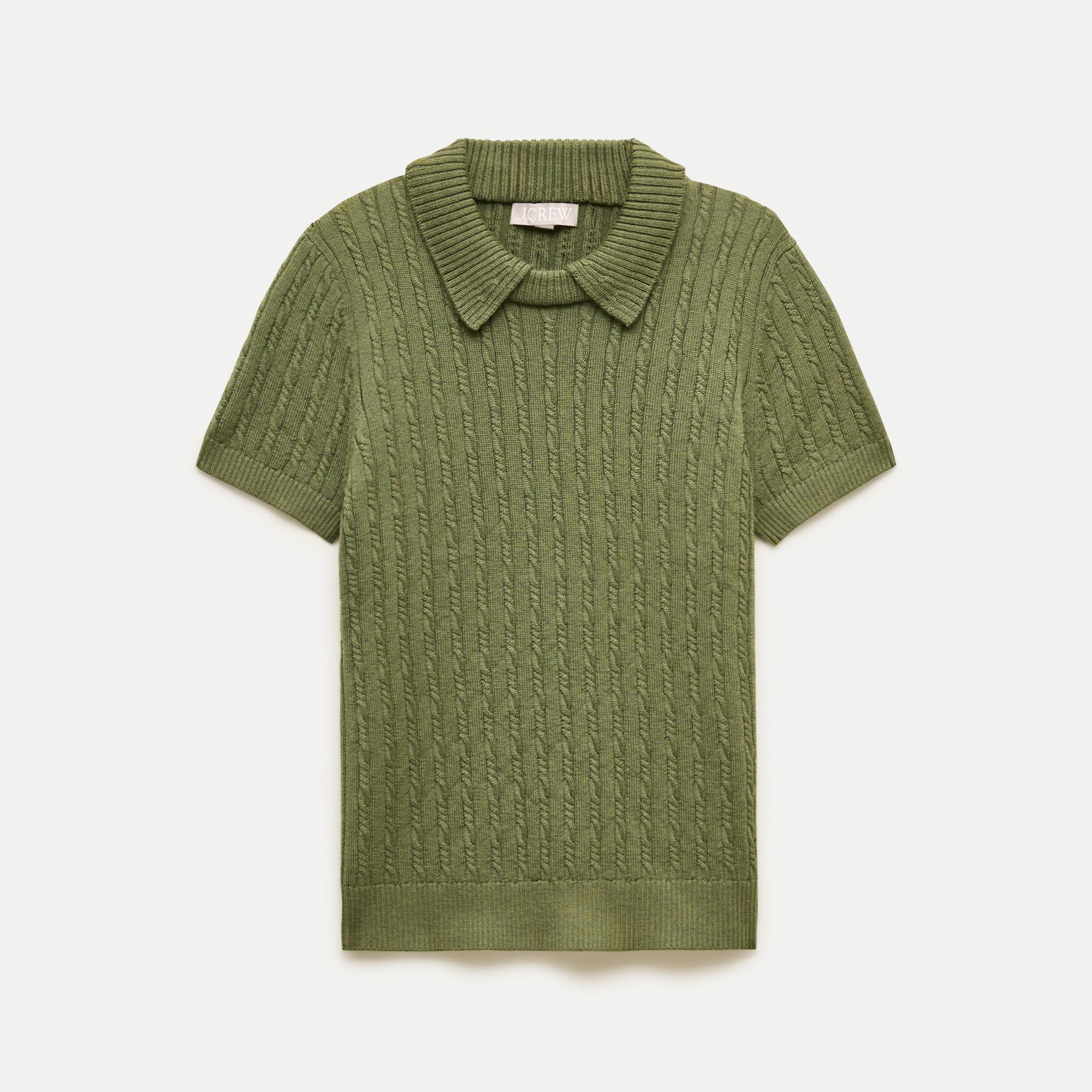 Cable-knit sweater-polo in merino wool