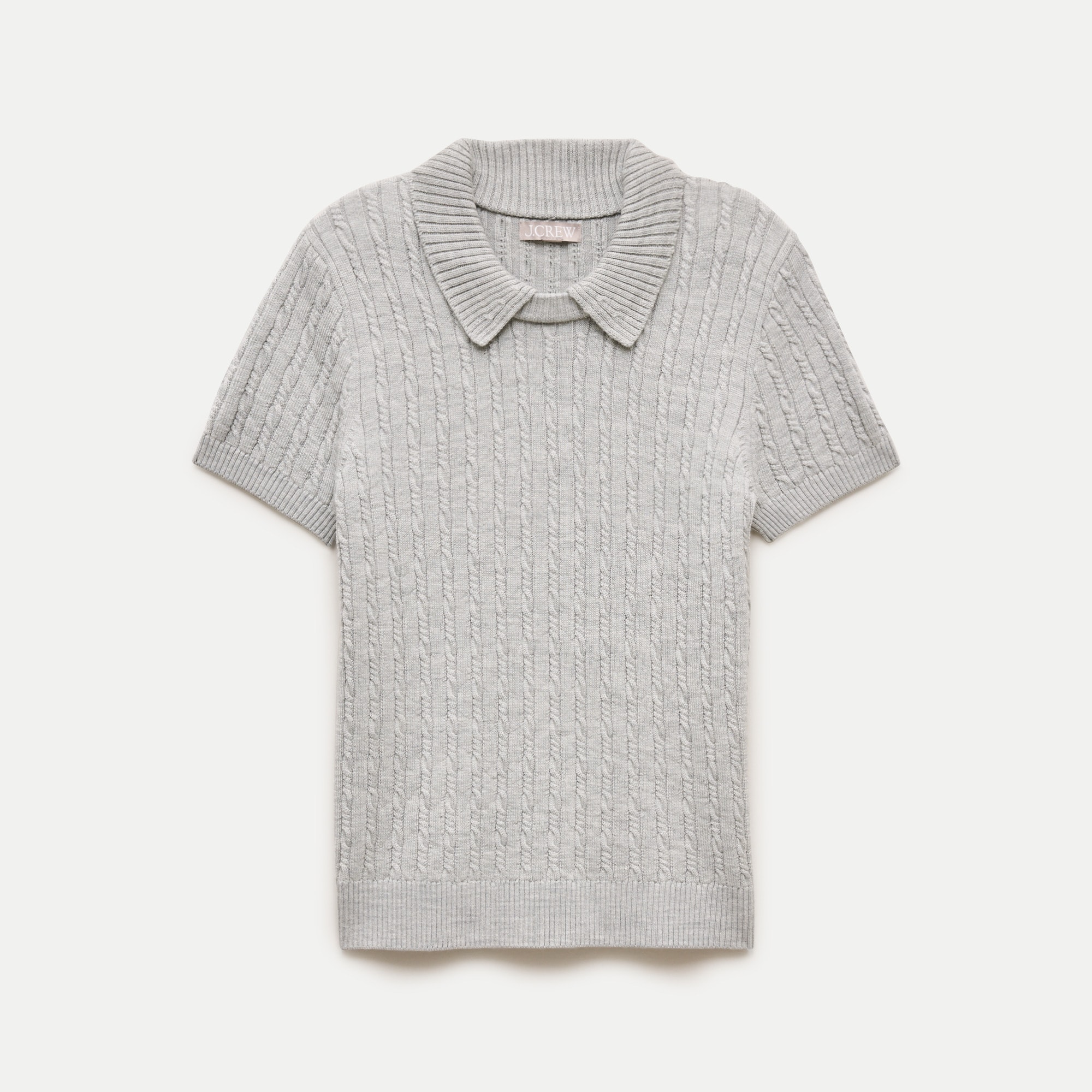 Cable-knit sweater-polo in merino wool