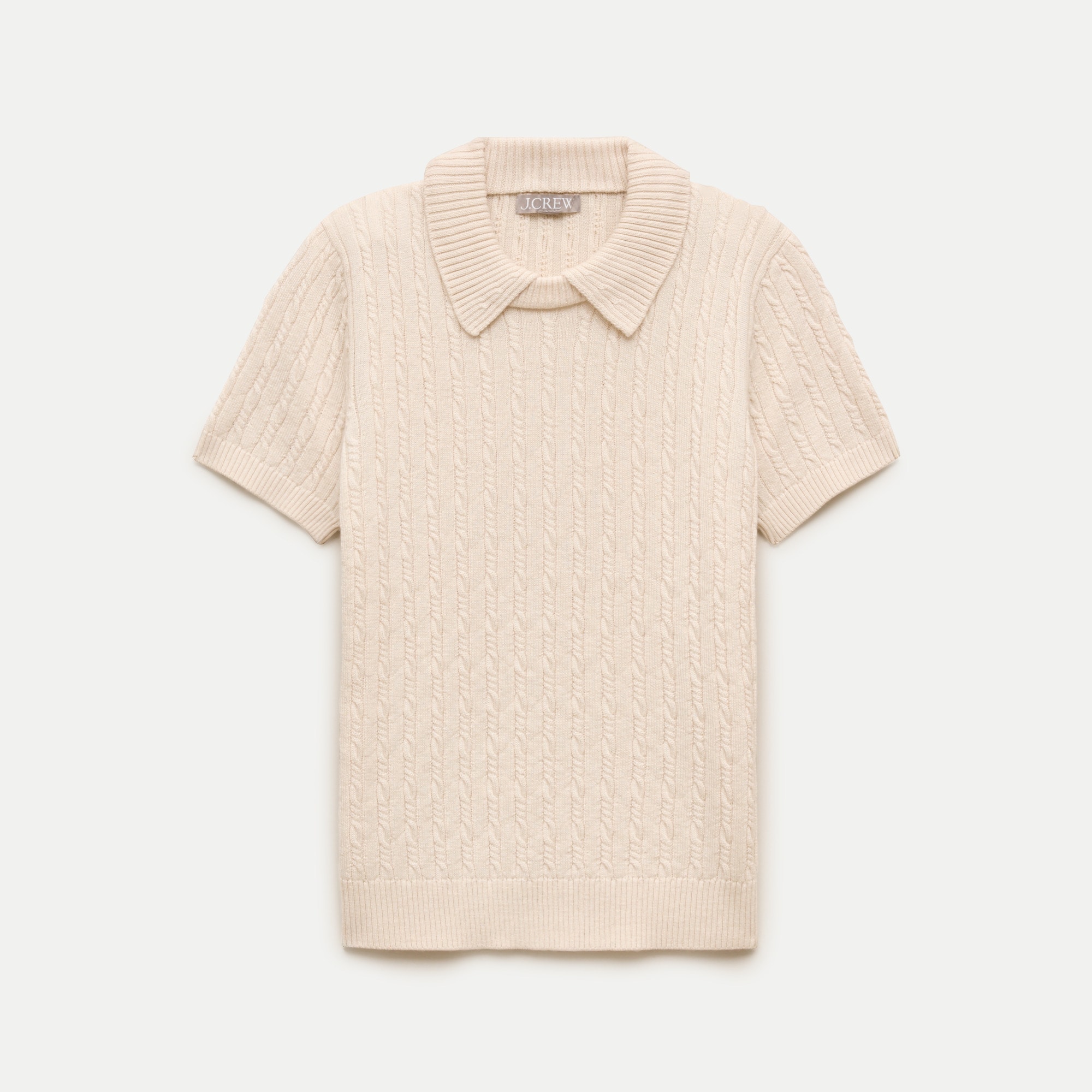 Cable-knit sweater-polo in merino wool
