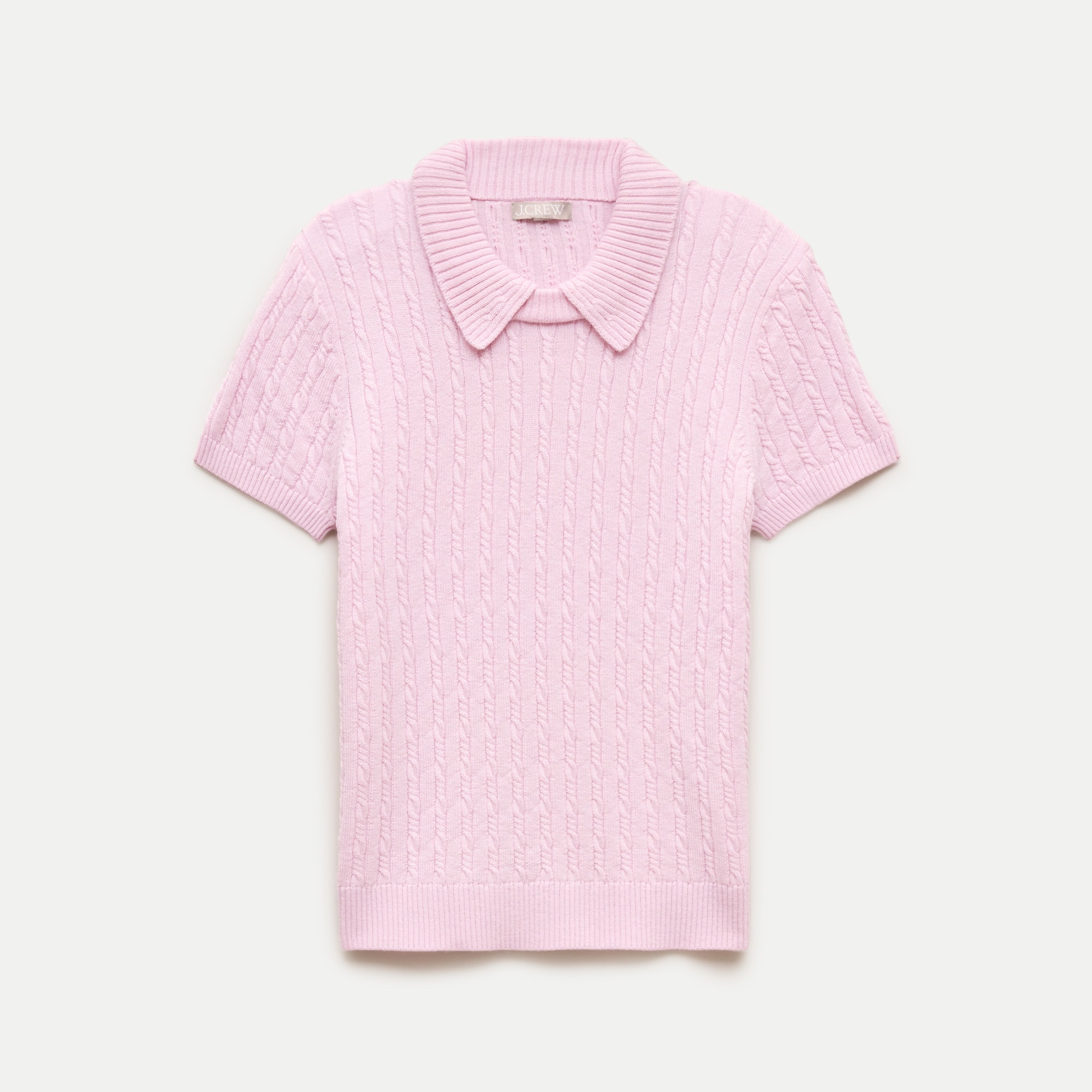 Cable-knit sweater-polo in merino wool