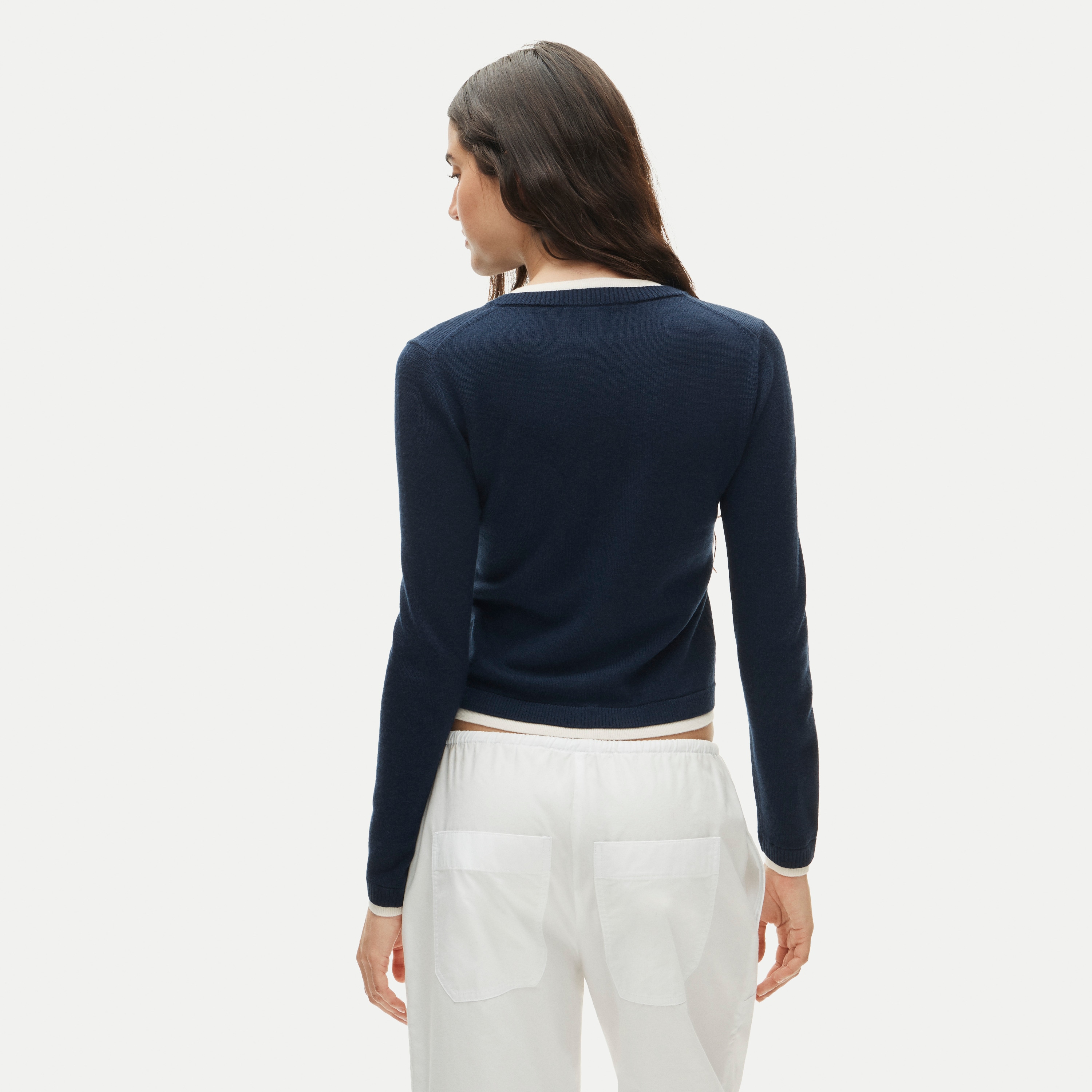 Double-layer cardigan in merino wool