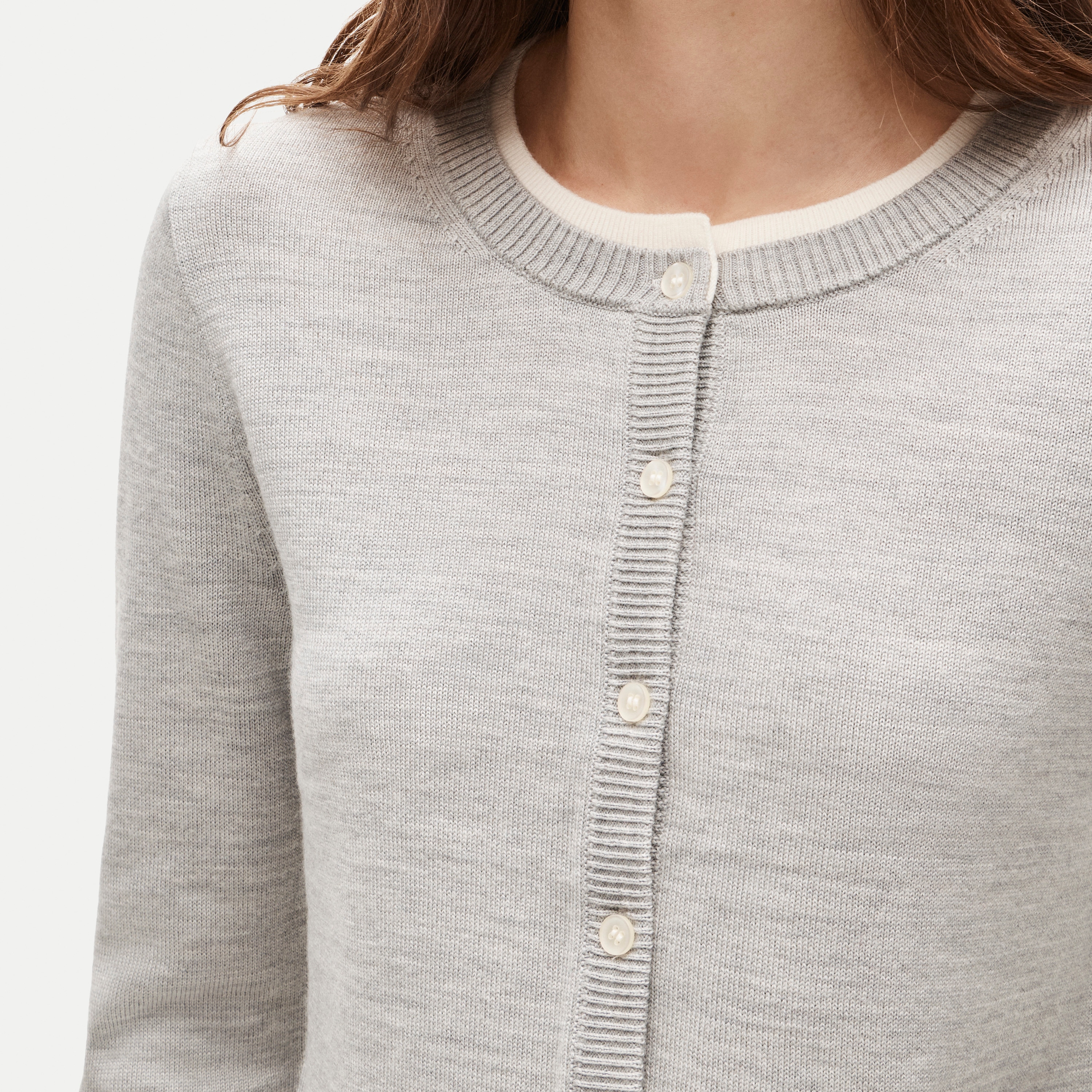 Double-layer cardigan in merino wool