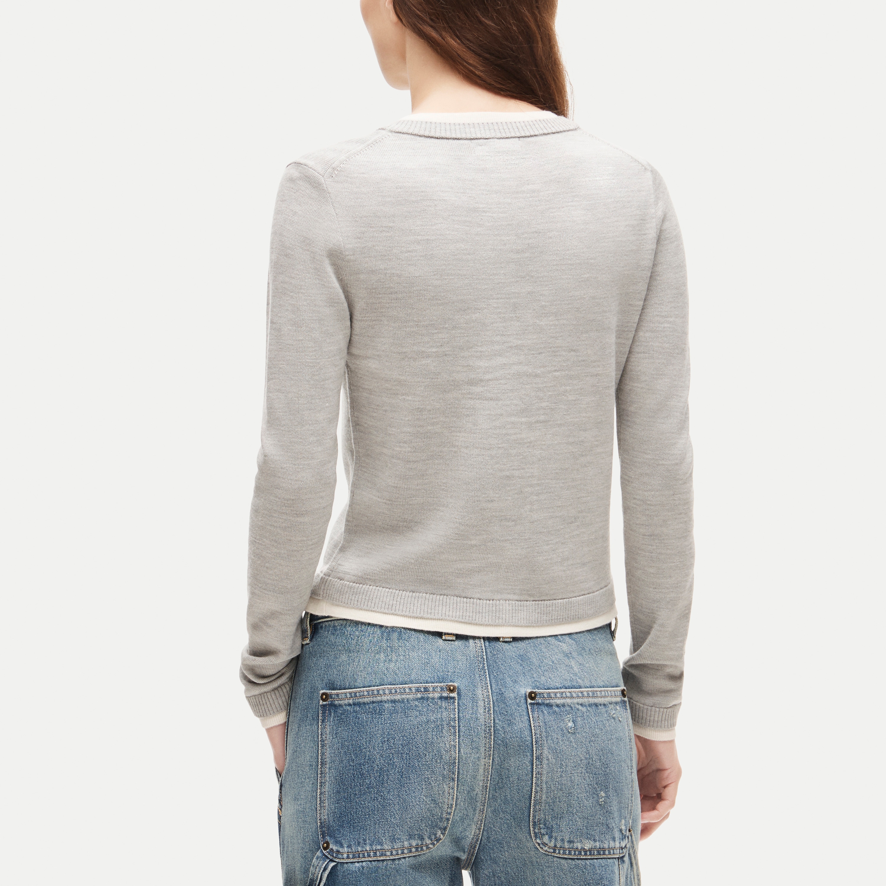 Double-layer cardigan in merino wool