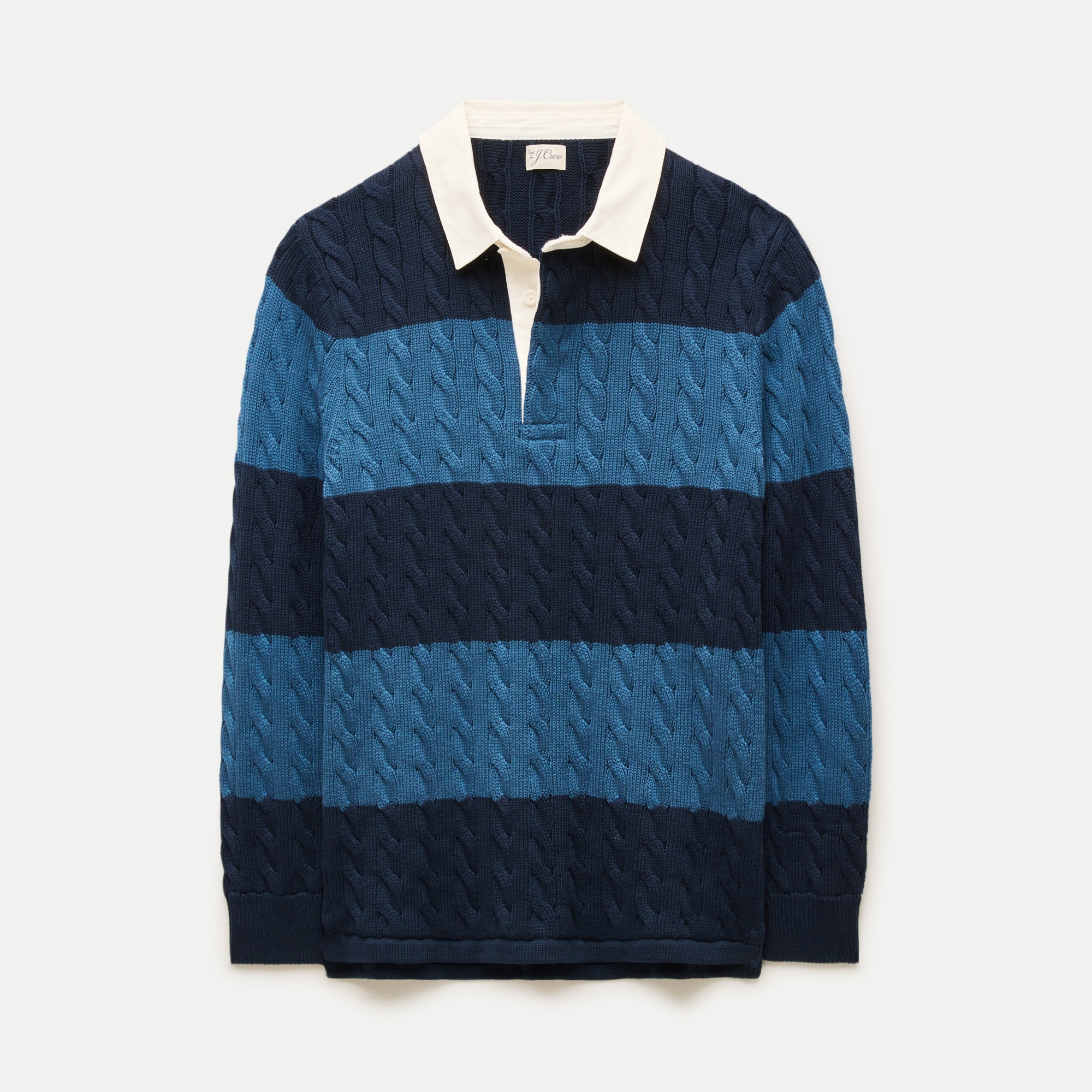 Heritage cotton cable-knit rugby sweater in stripe