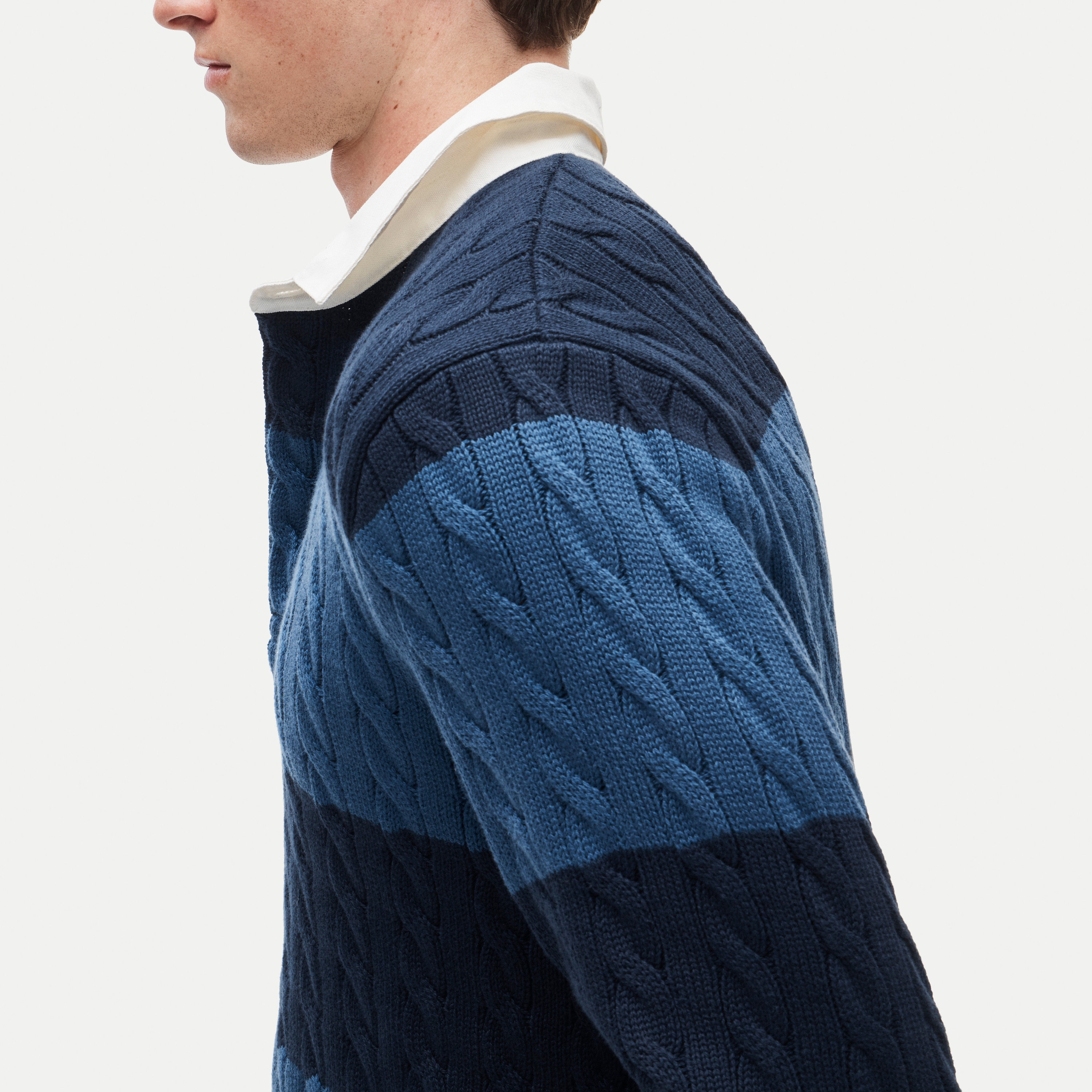 Heritage cotton cable-knit rugby sweater in stripe