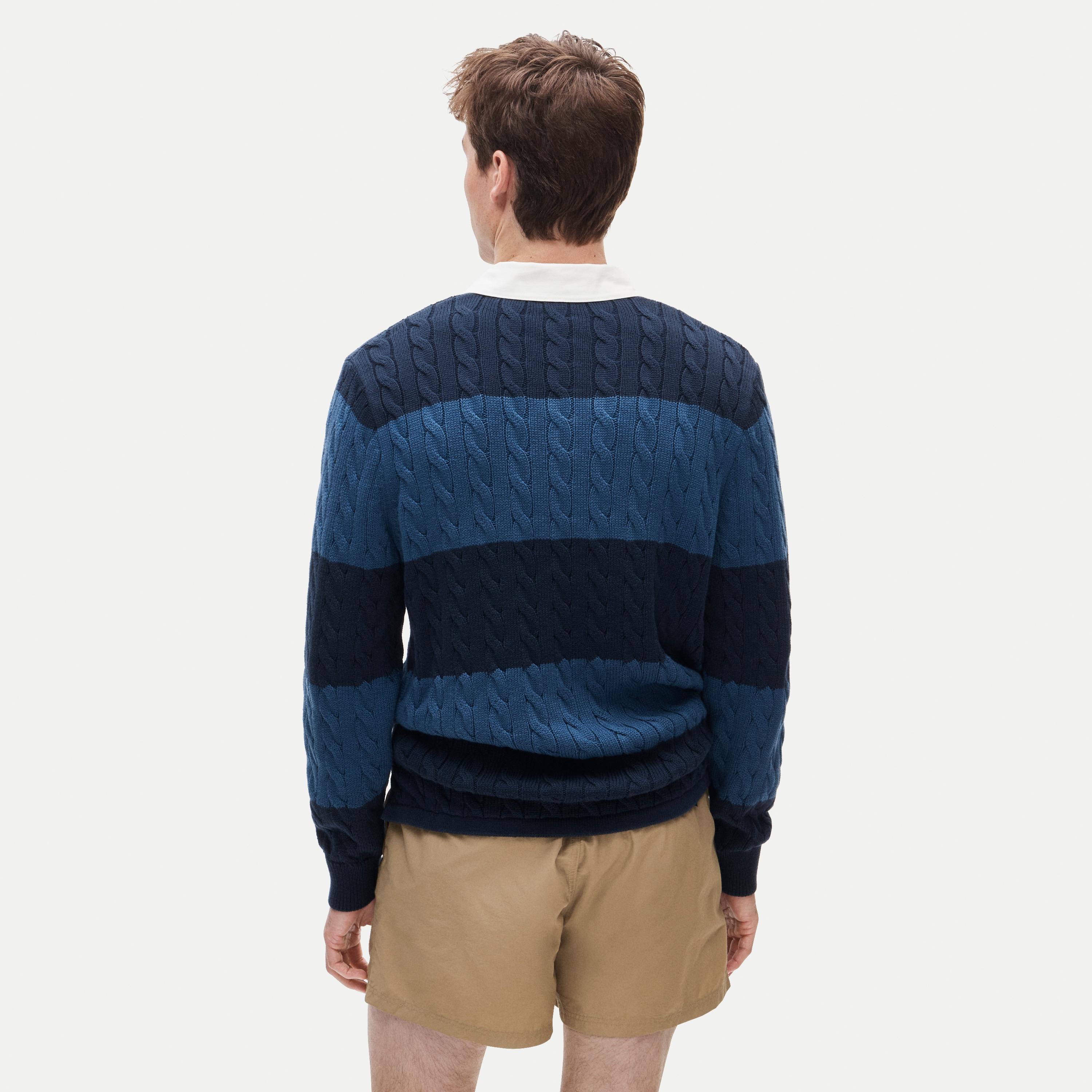 Heritage cotton cable-knit rugby sweater in stripe