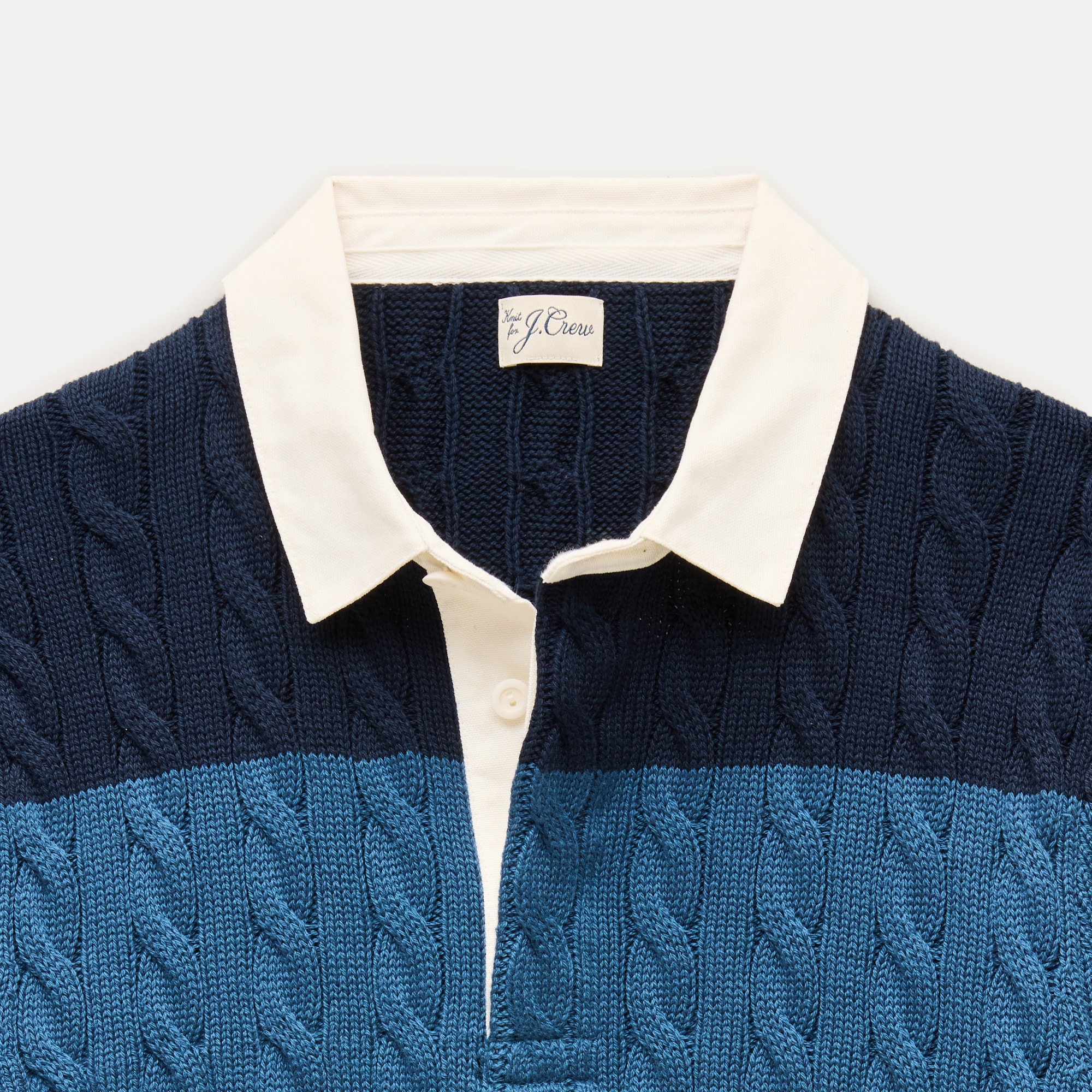 Heritage cotton cable-knit rugby sweater in stripe