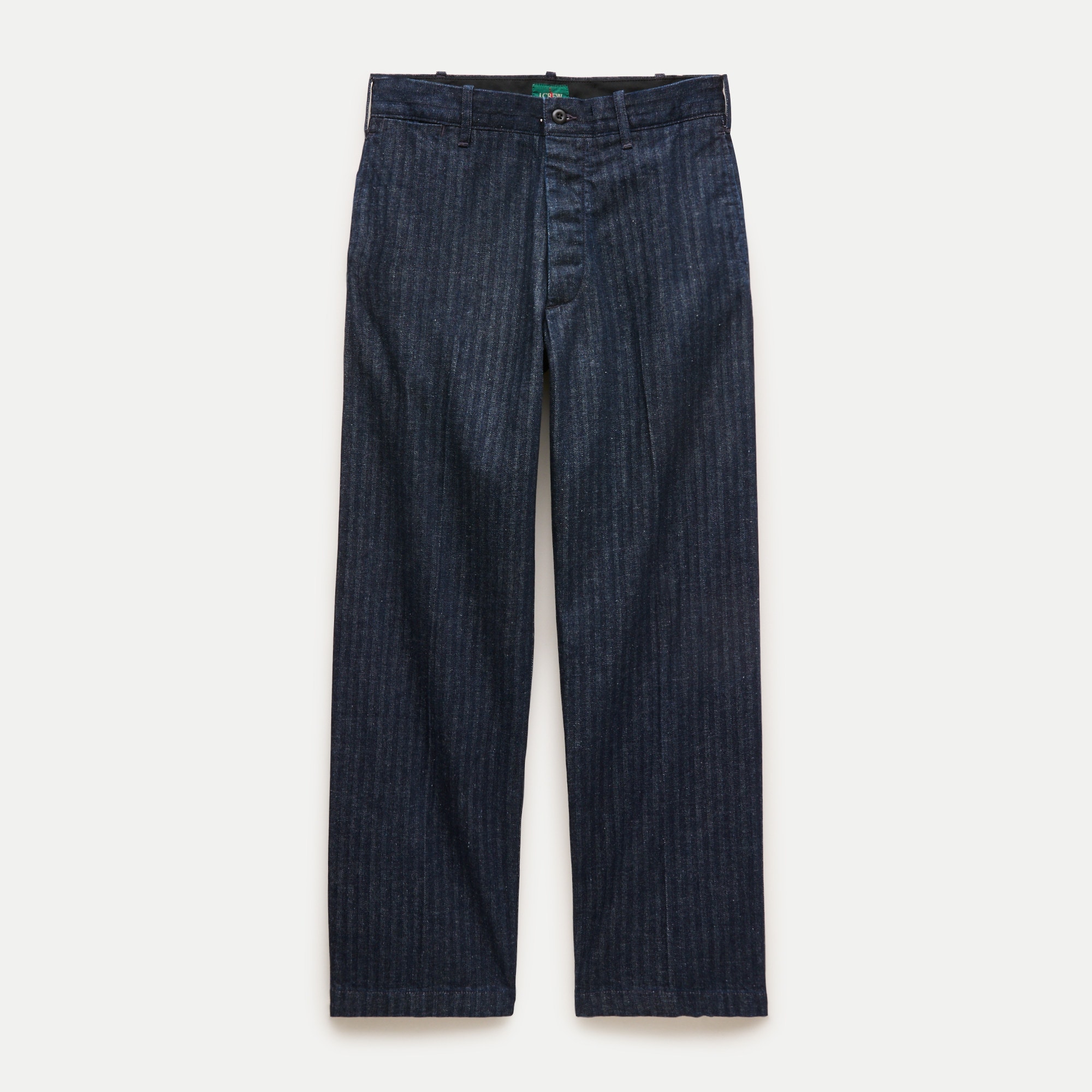 High-rise relaxed-fit creased denim trouser