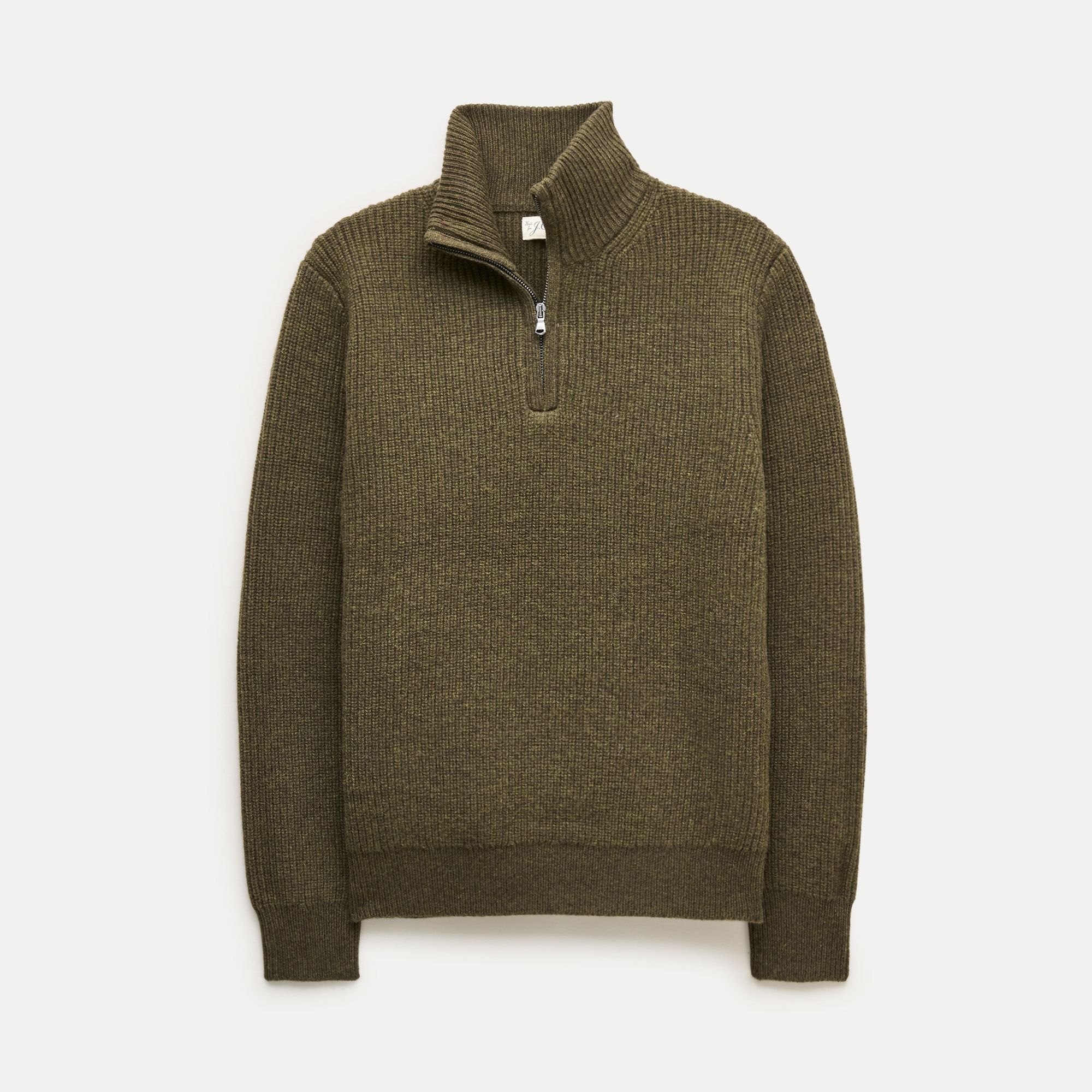 Quarter-zip sweater in ribbed wool