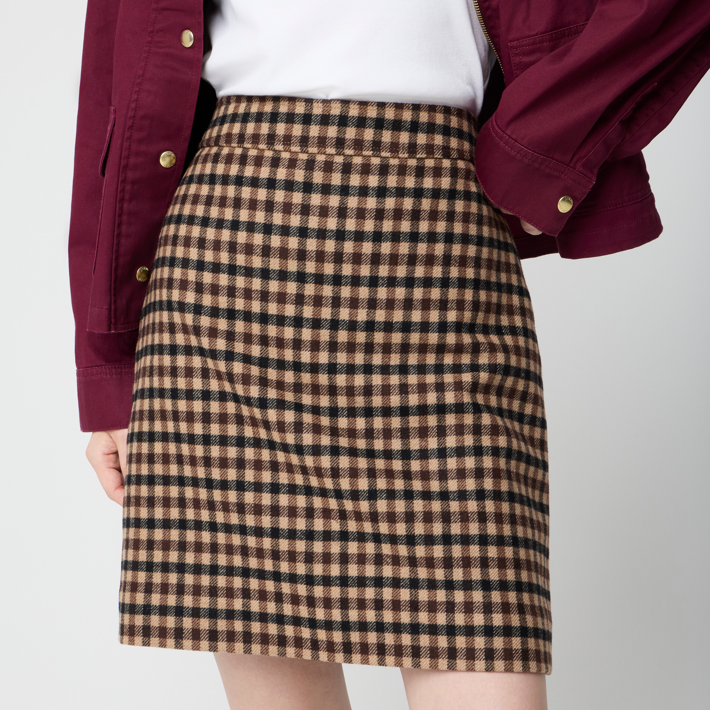 Wool-blend A-line mini skirt