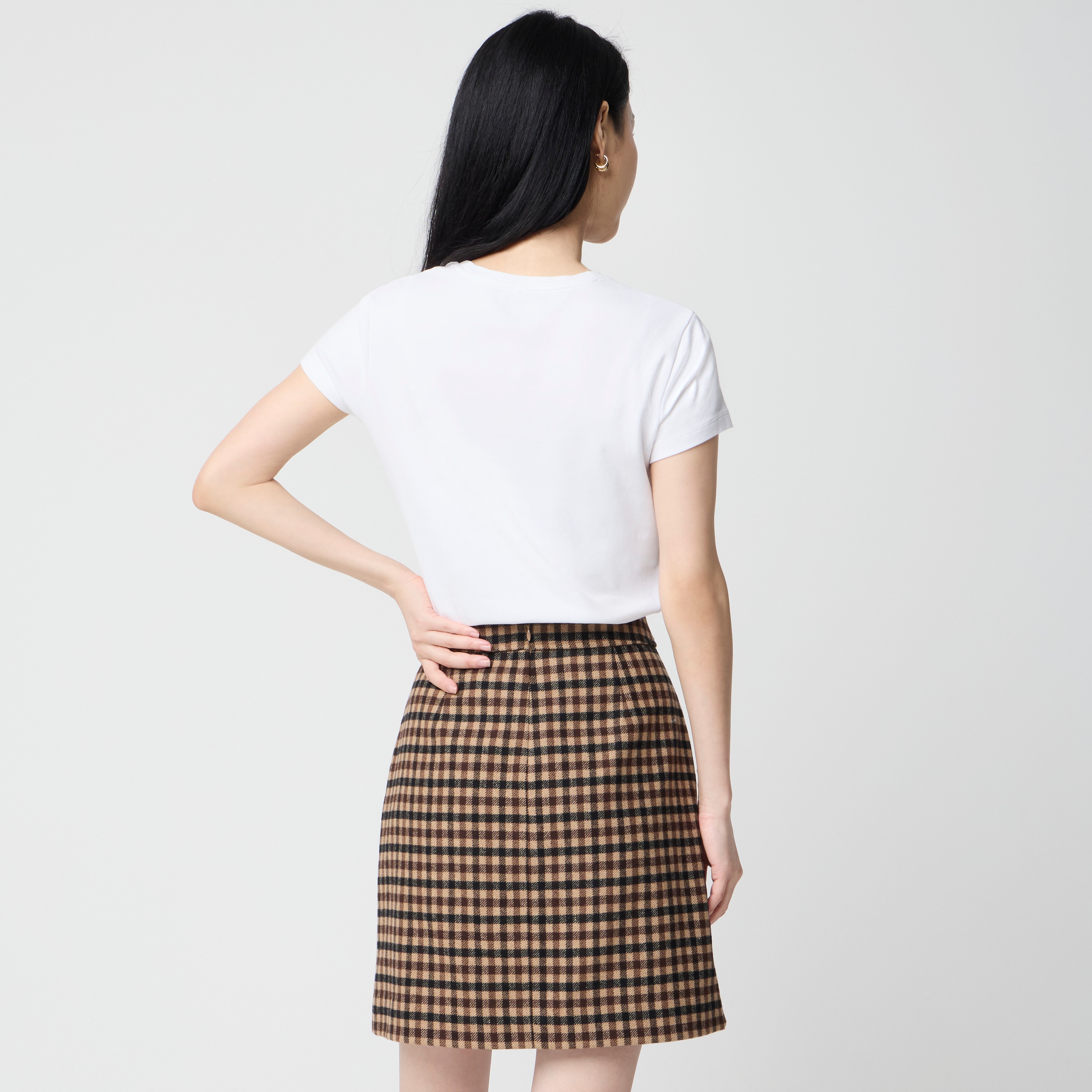 Wool-blend A-line mini skirt