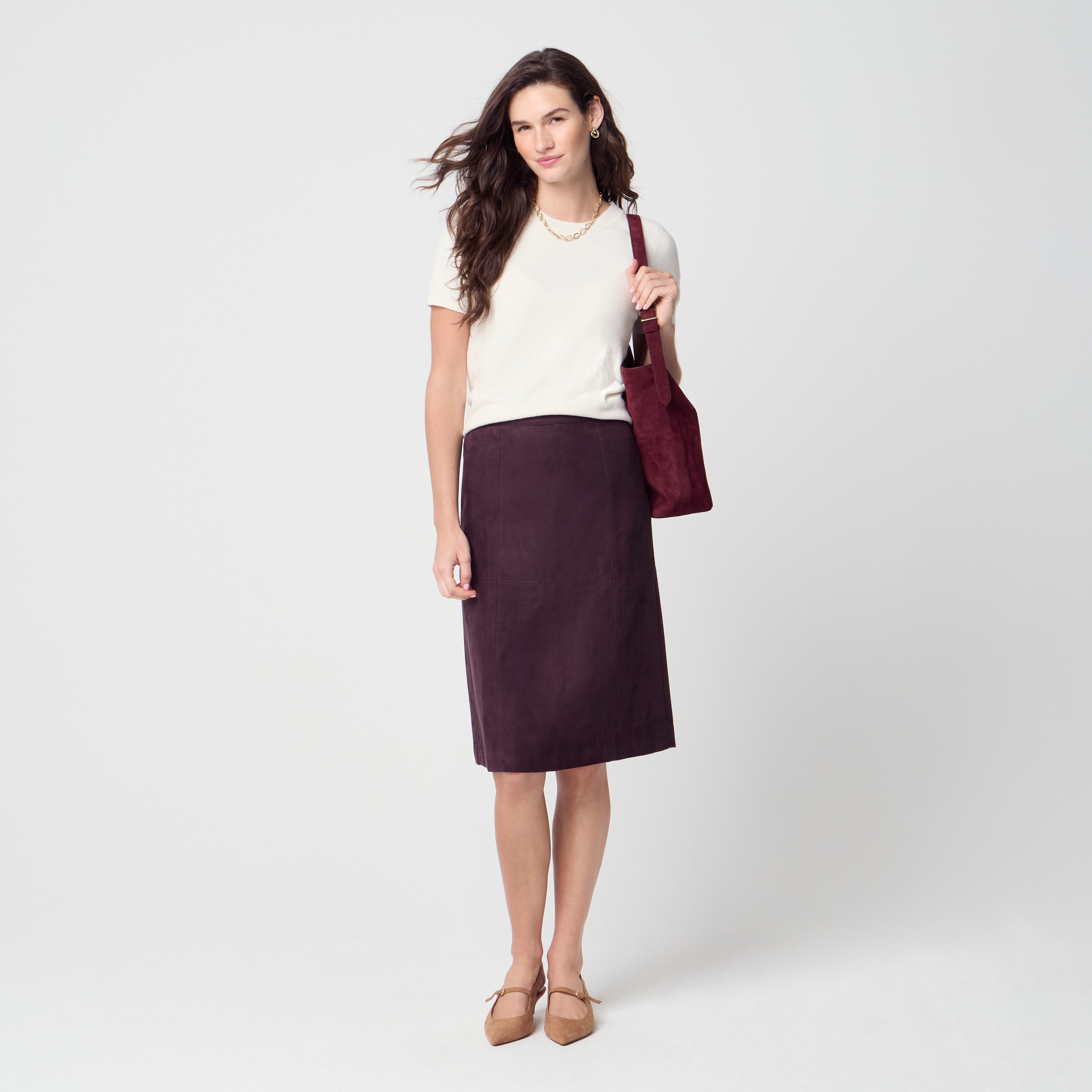 Sueded midi skirt