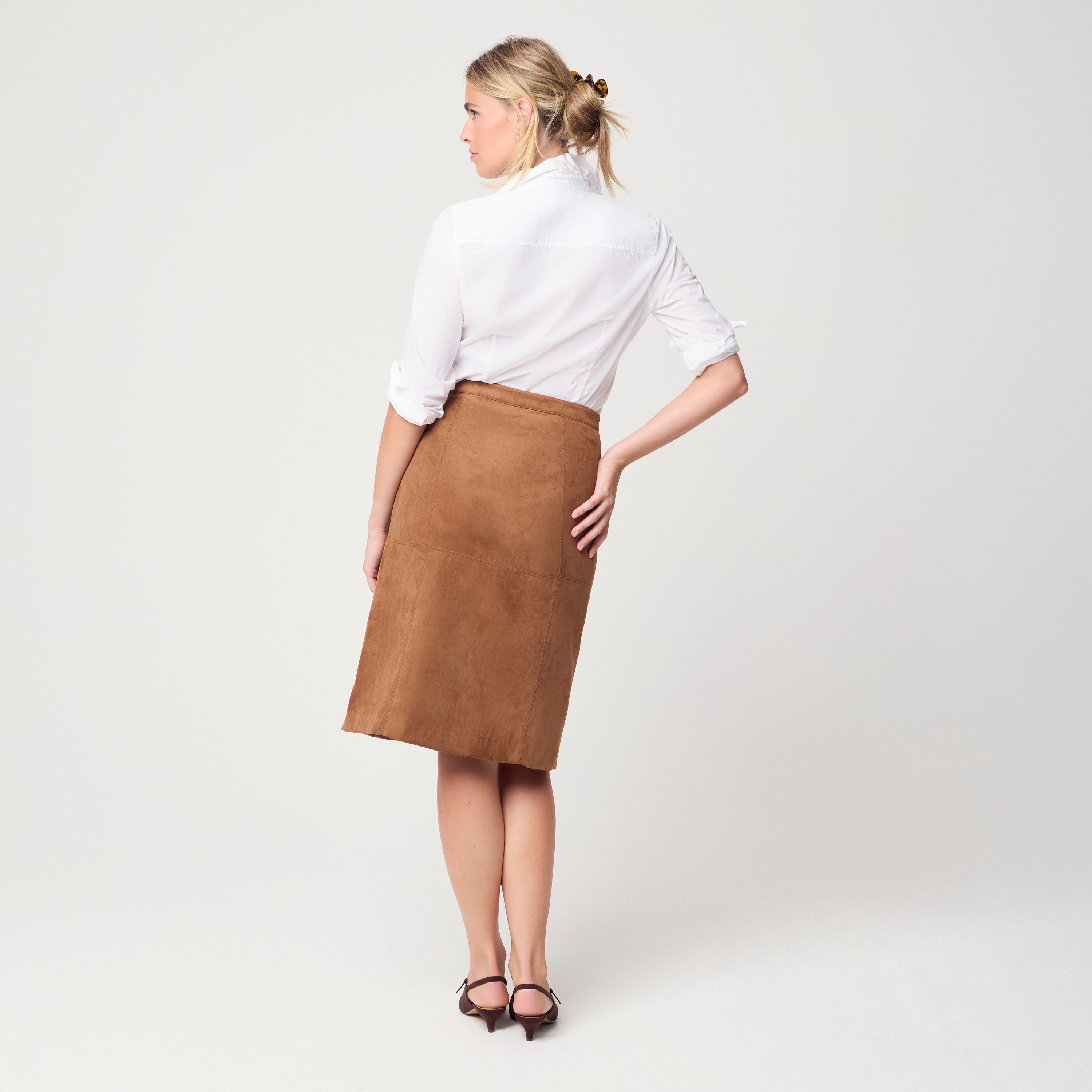 Sueded midi skirt