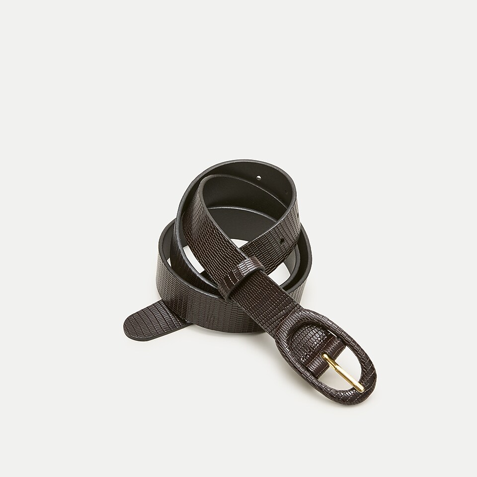 Tonal belt in lizard-embossed leather by J.Crew