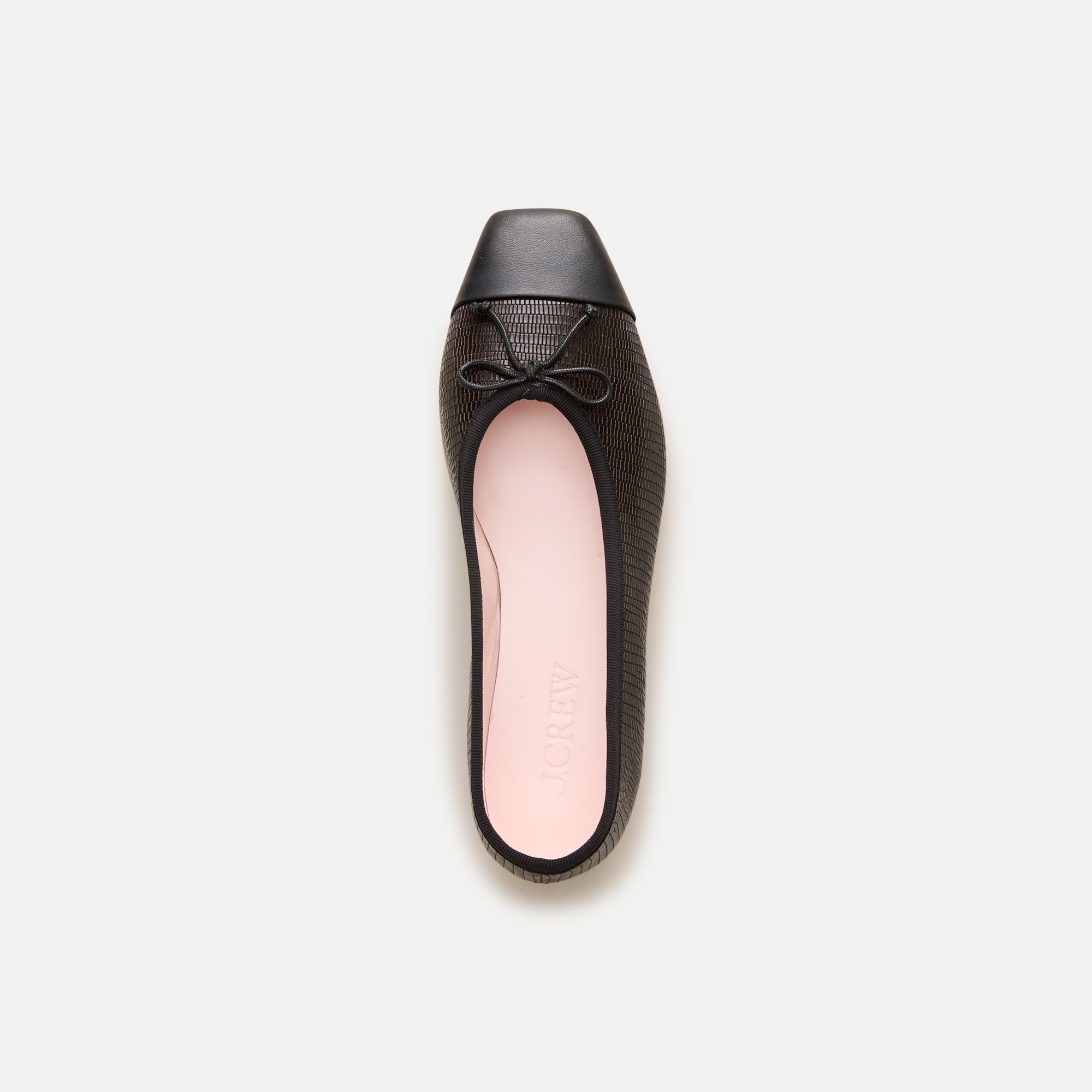 Sophie cap toe ballet flats in lizard-embossed leather