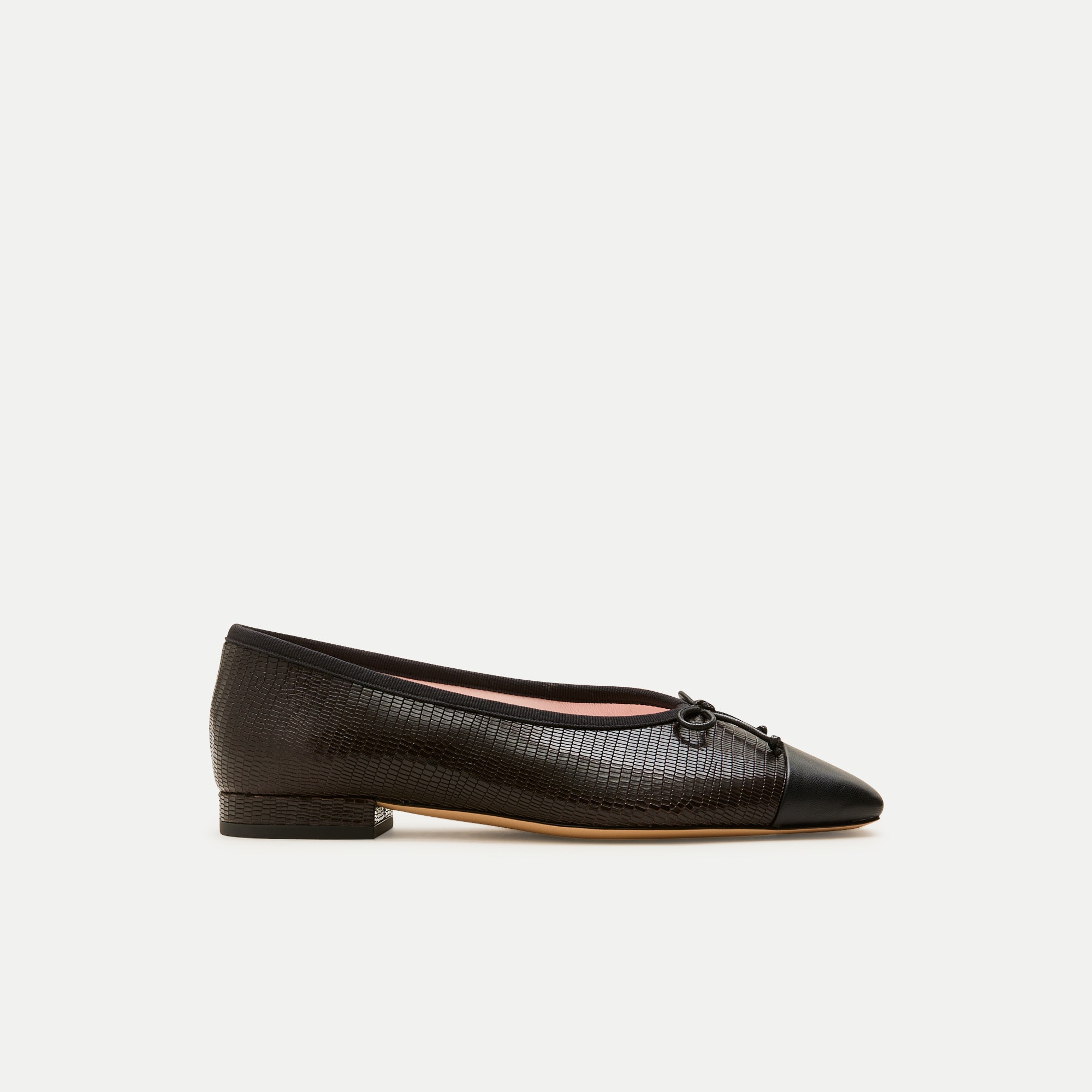 Sophie cap toe ballet flats in lizard-embossed leather