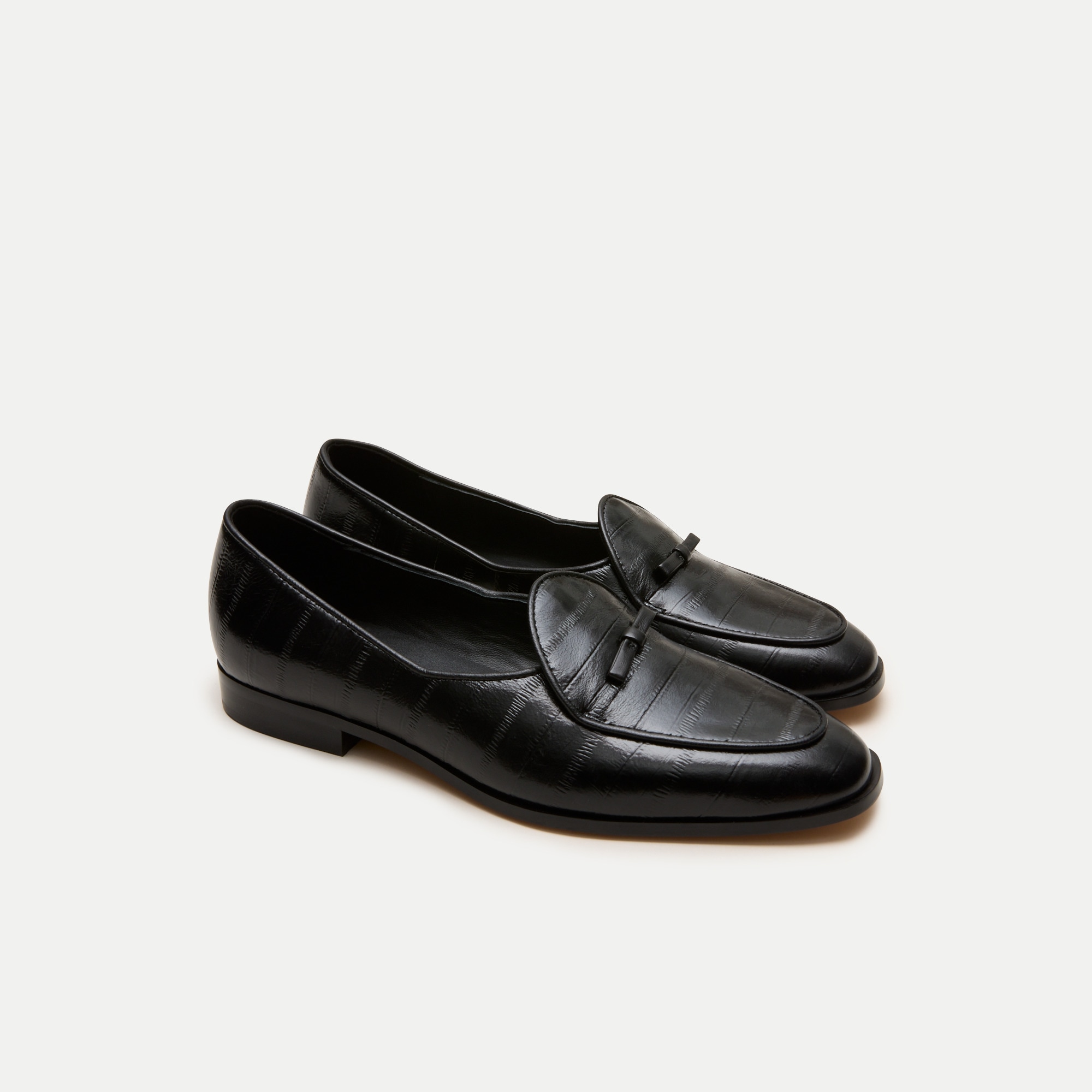 Smoking slippers in eel-embossed leather
