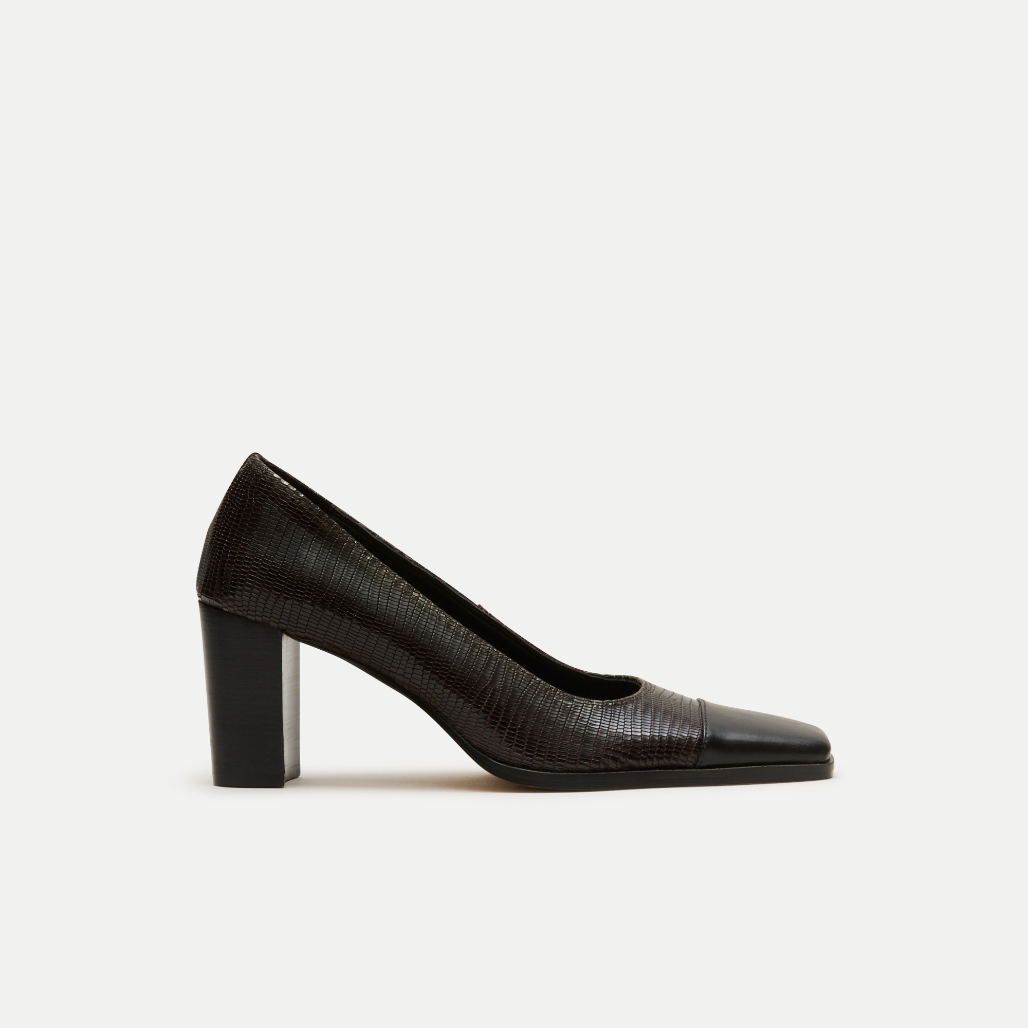 Ava cap toe pumps in lizard-embossed leather