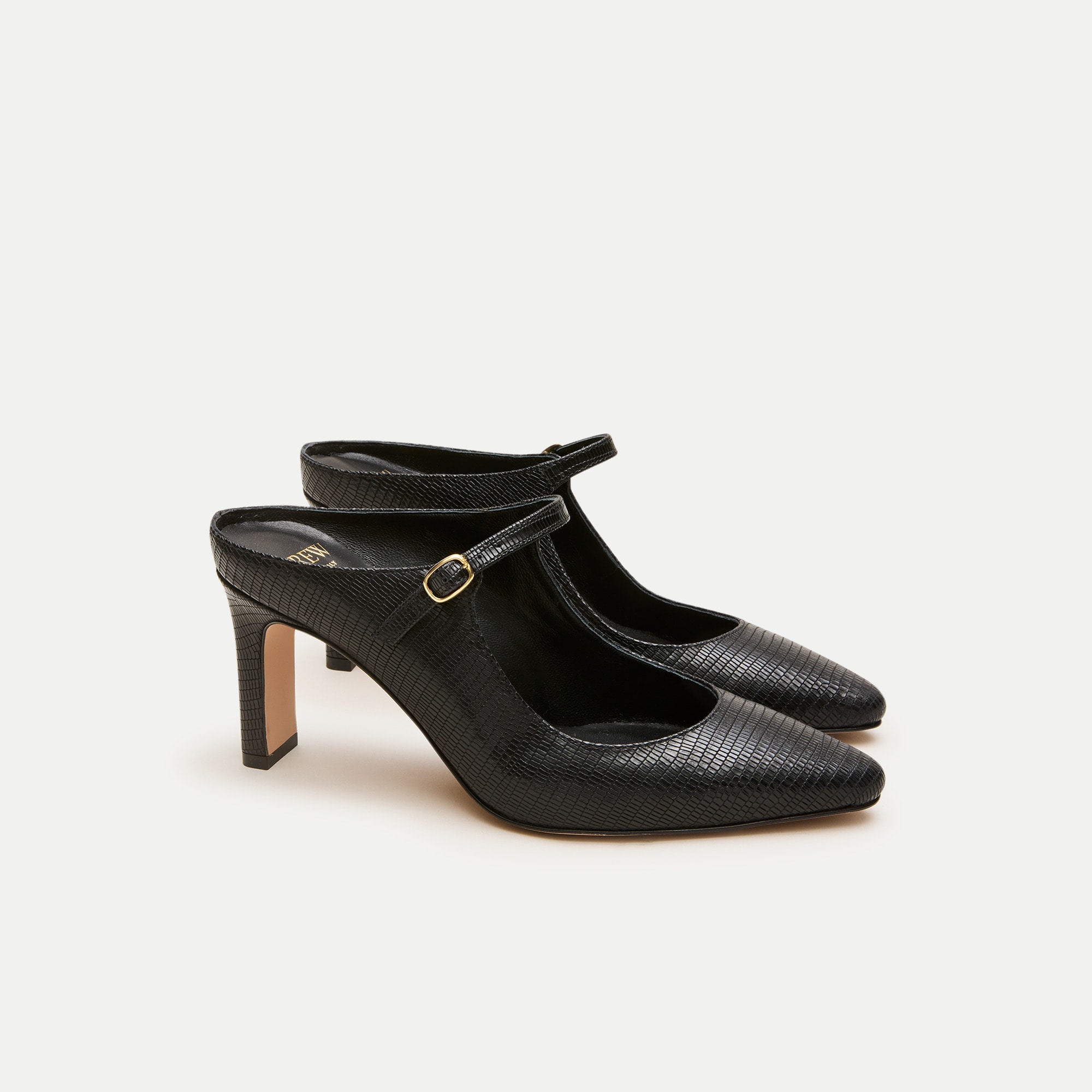 Mule pumps in lizard-embossed leather