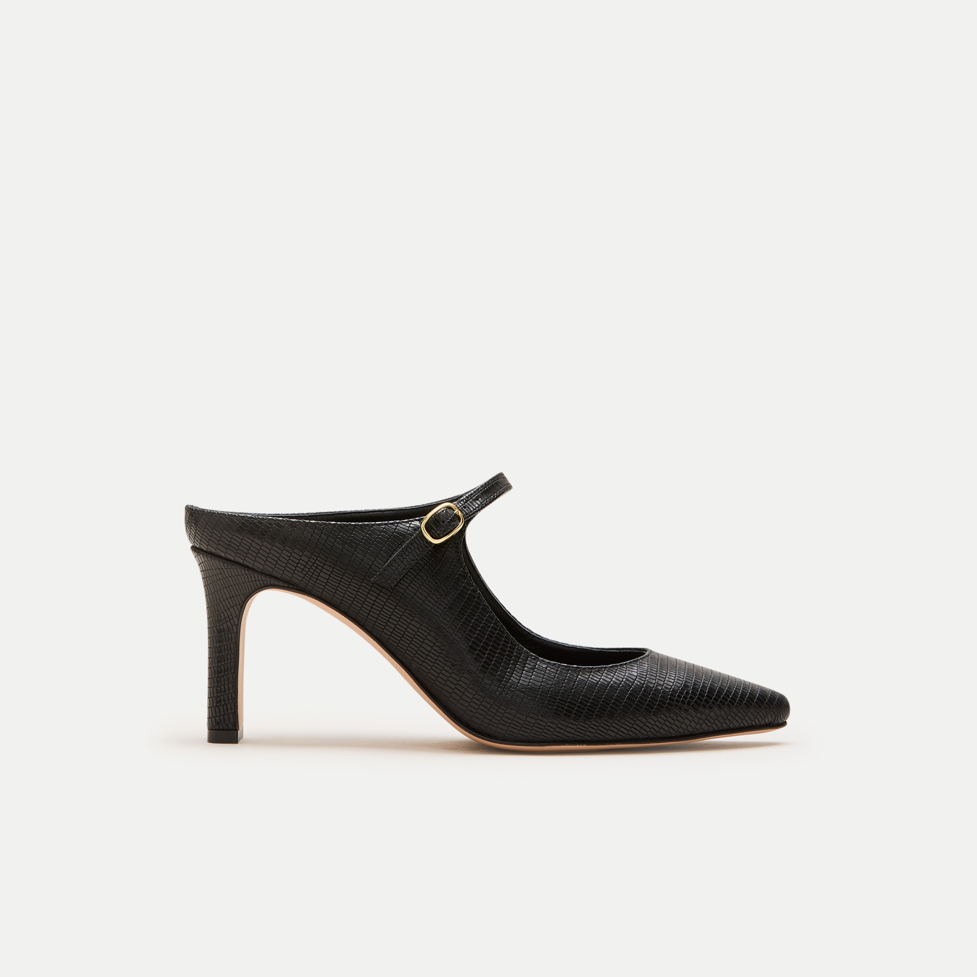 Mule pumps in lizard-embossed leather