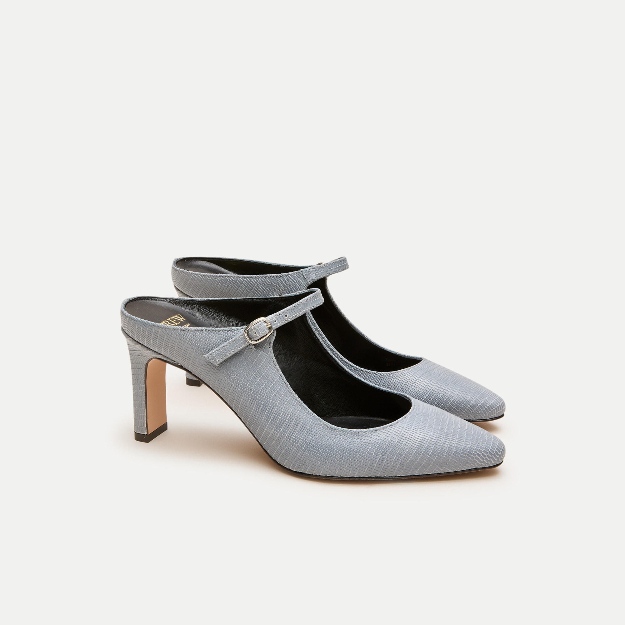 Mule pumps in lizard-embossed leather