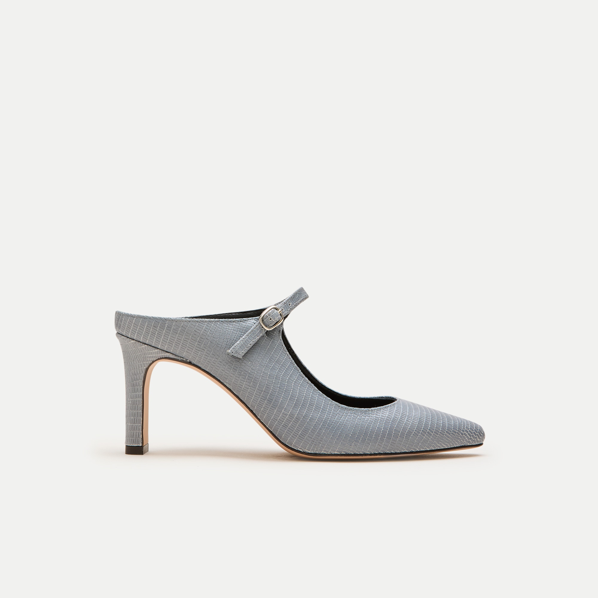 Mule pumps in lizard-embossed leather