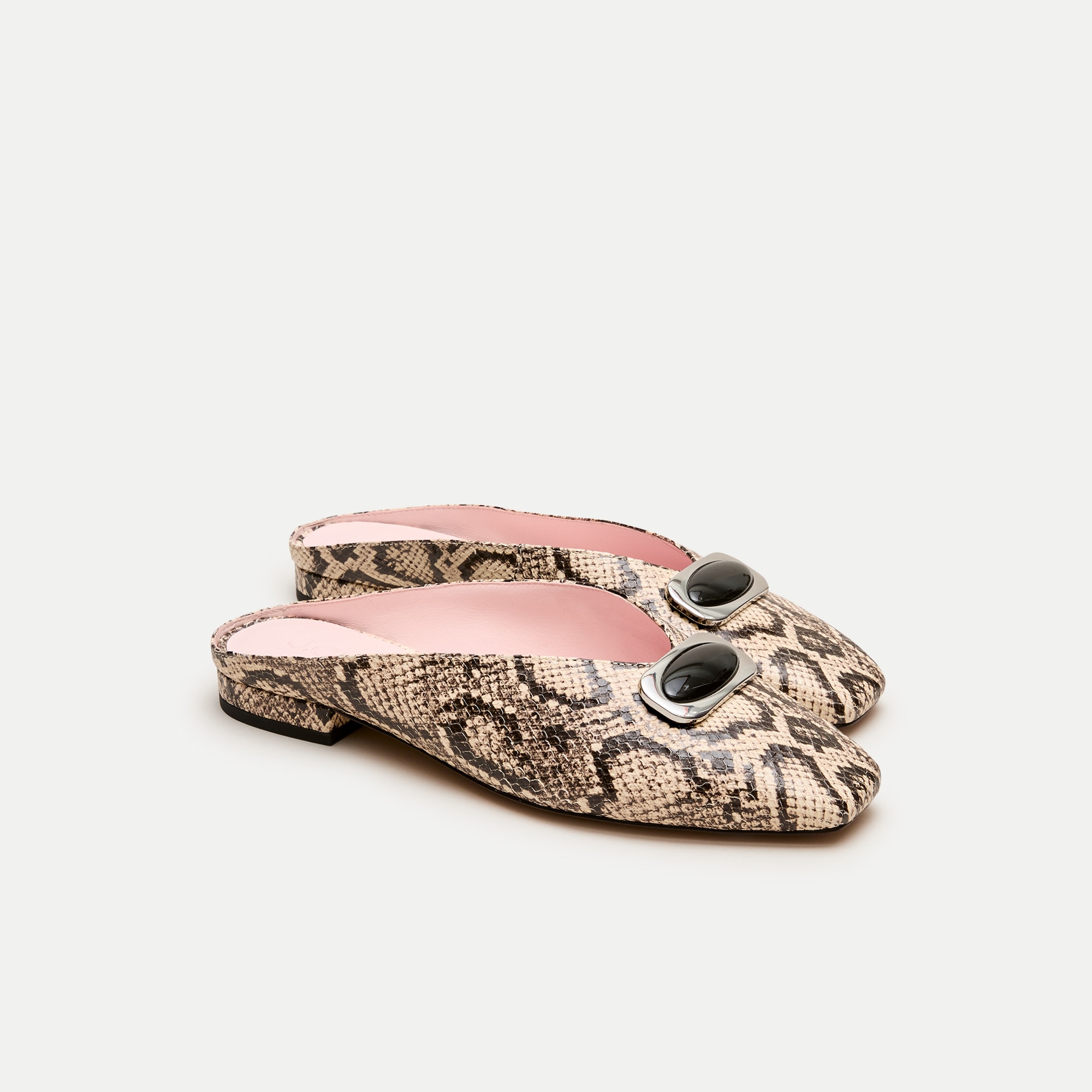 Sophie ballet mules in snake-embossed leather
