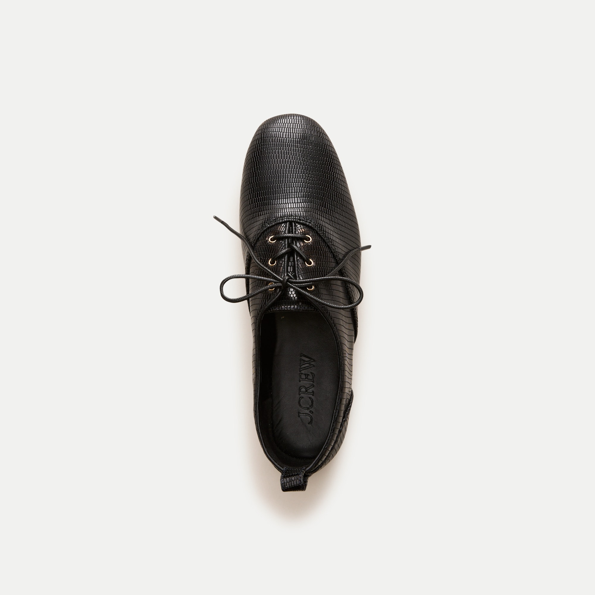 Verona lace-up flats in lizard-embossed leather