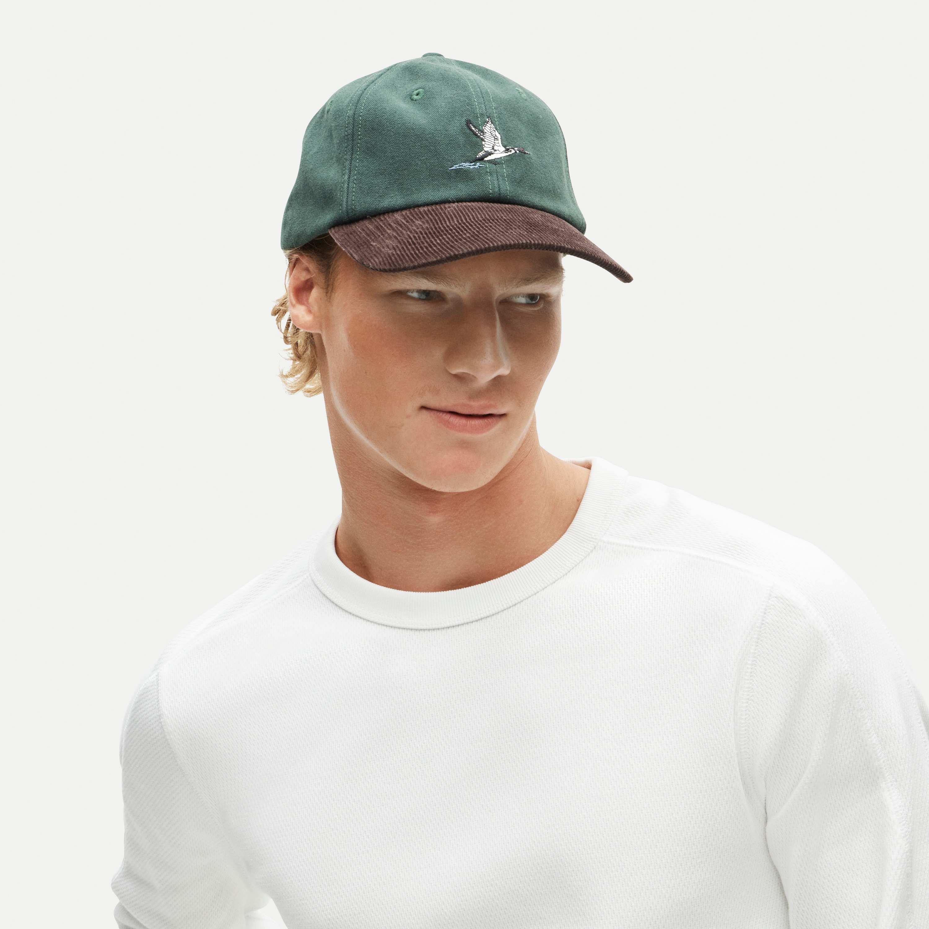 Wallace & Barnes embroidered canvas cap with corduroy brim
