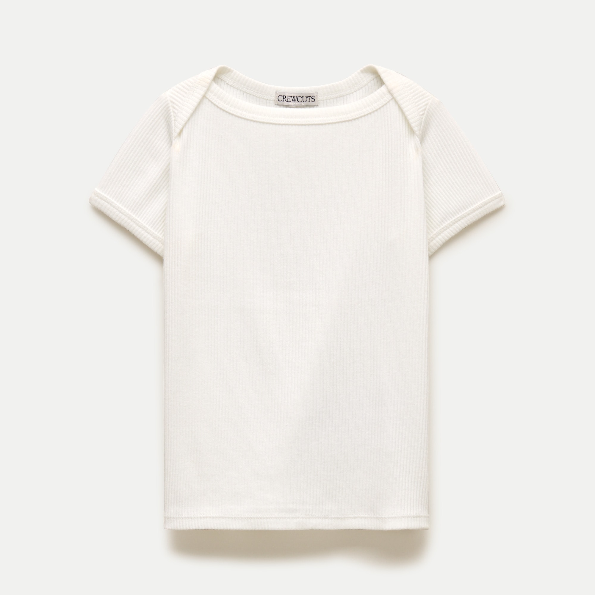 Girls' boatneck T-shirt in striped vintage rib