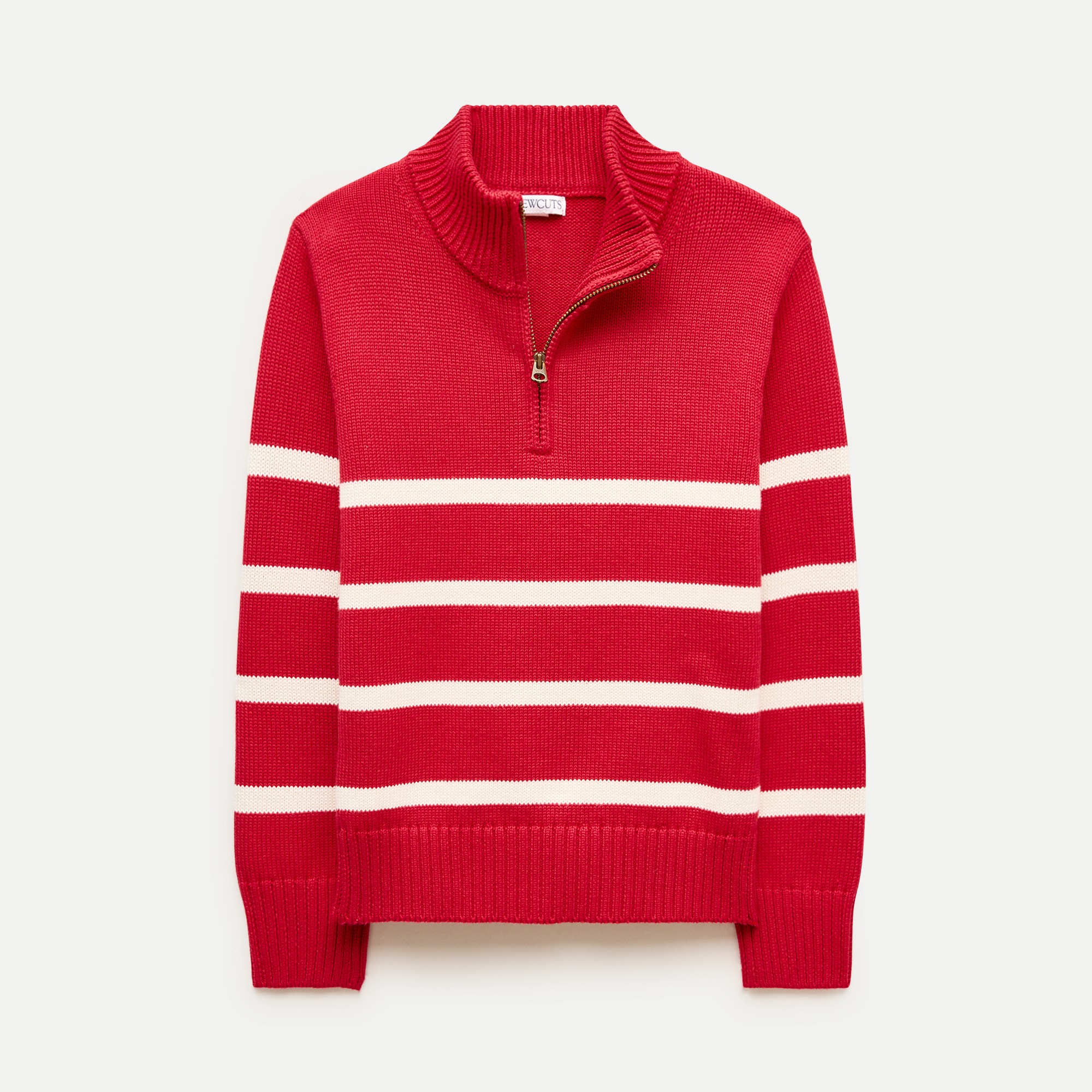 Kids' quarter-zip sweater in striped heritage cotton