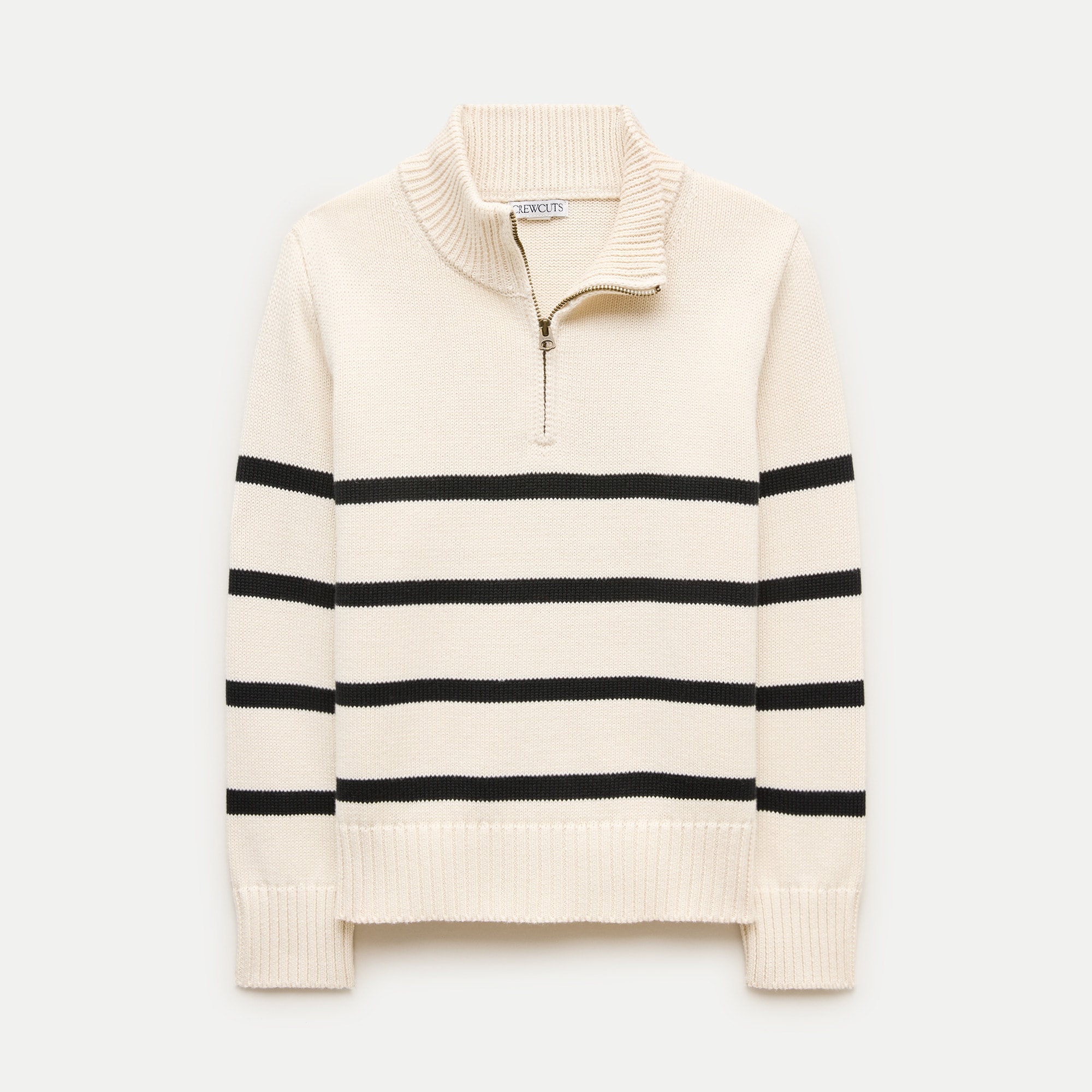 Kids' quarter-zip sweater in striped heritage cotton