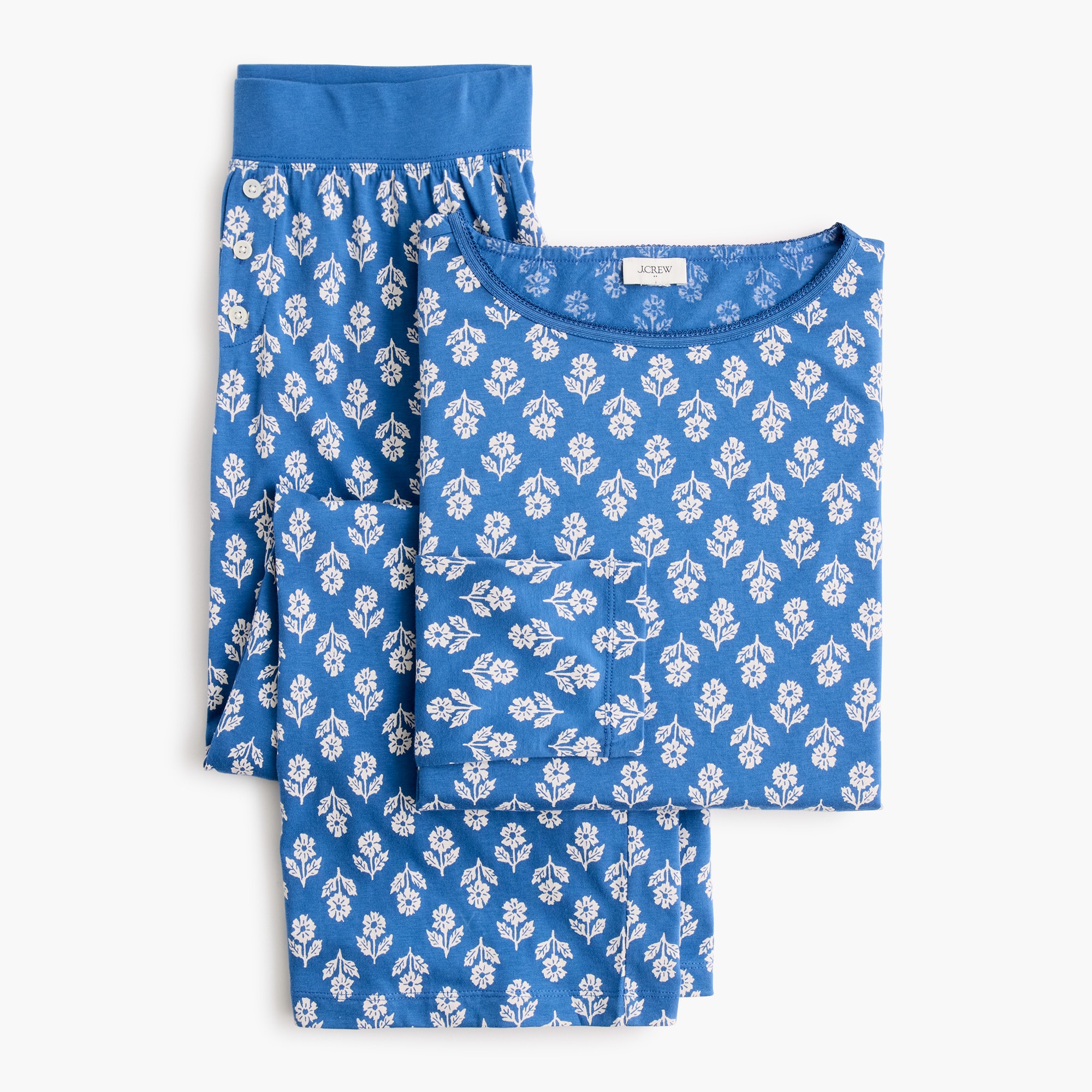 Long-sleeve 100% cotton knit top and pant pajama set