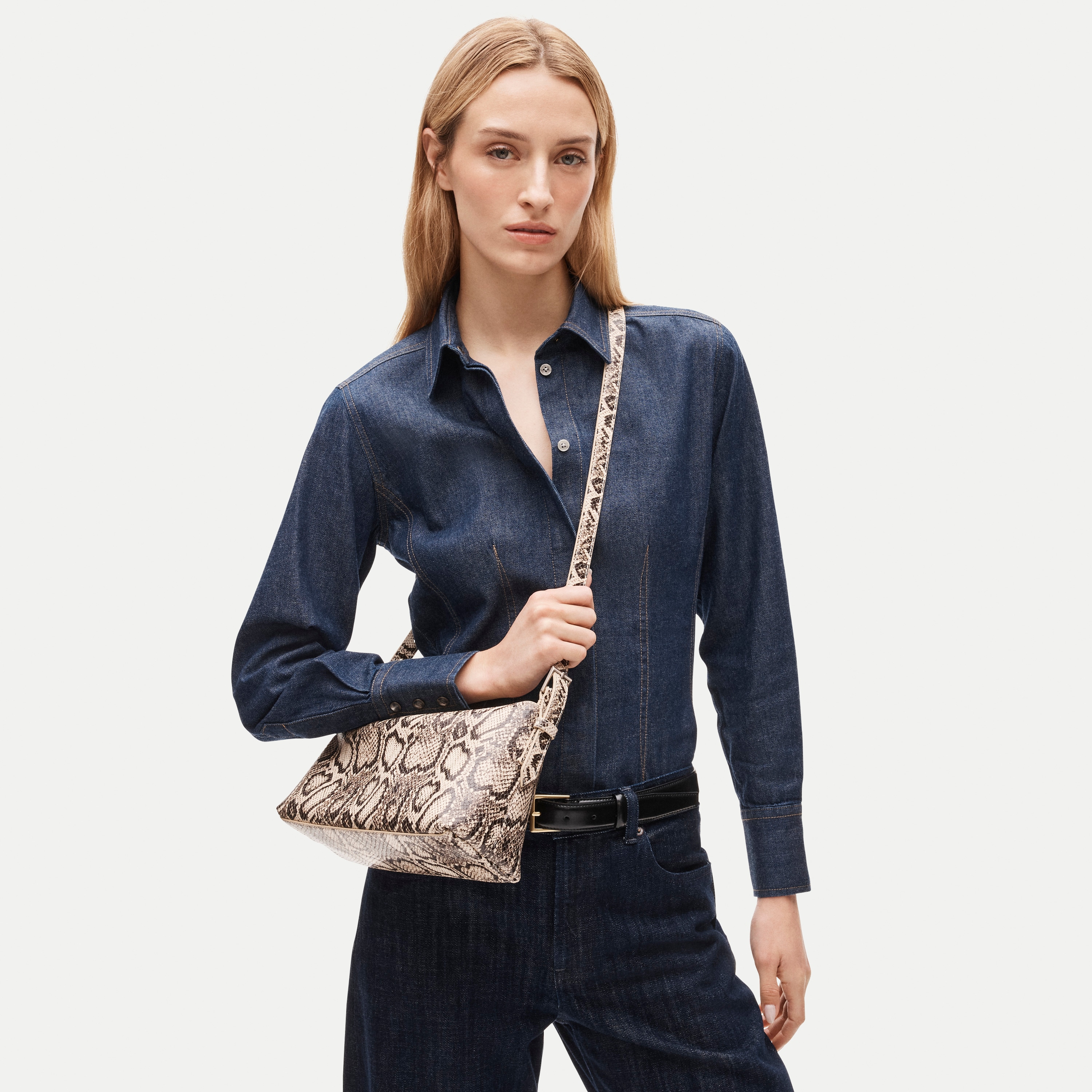 Berkeley small shoulder bag in snake-embossed leather