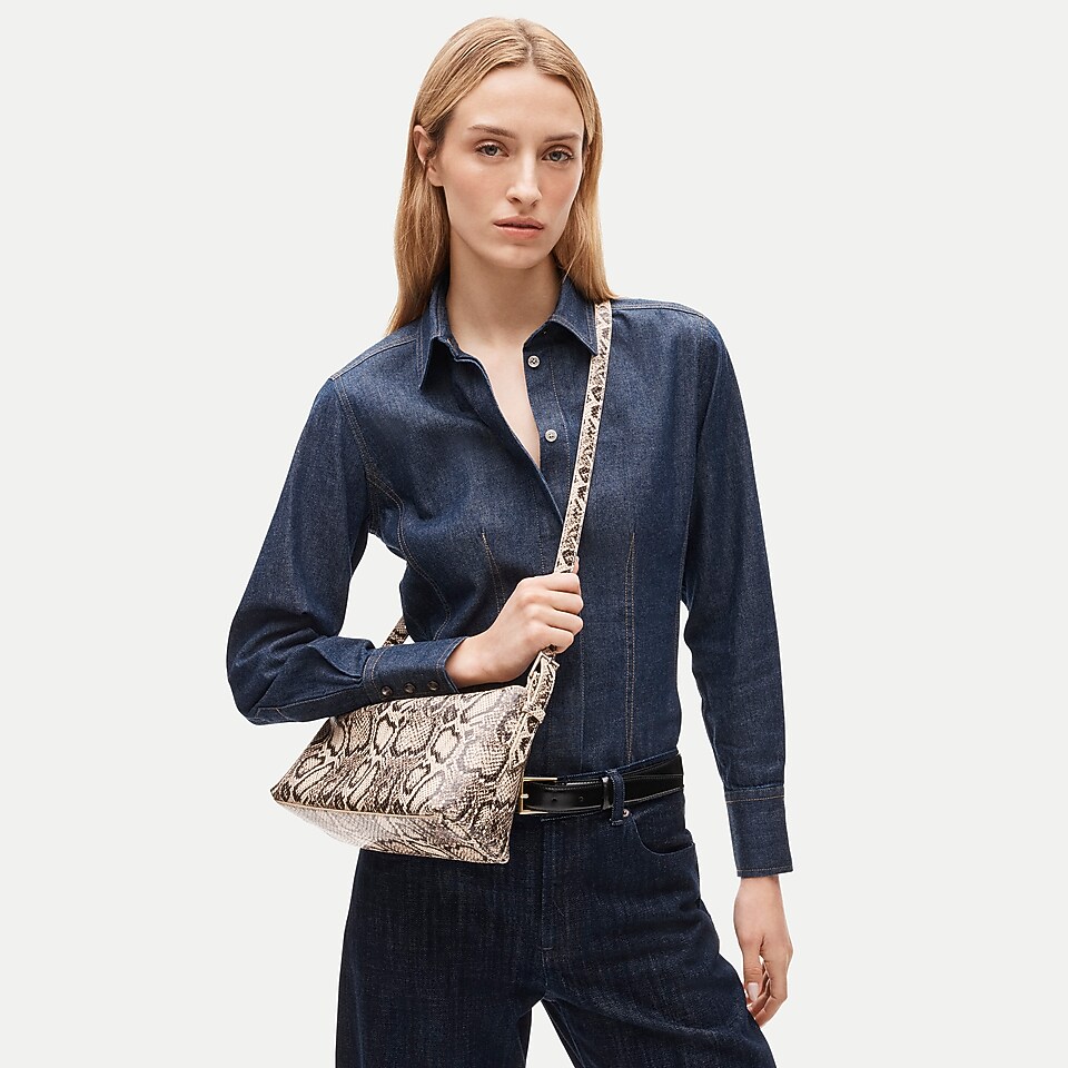Berkeley small shoulder bag in snake-embossed leather with adjustable strap by J.Crew
