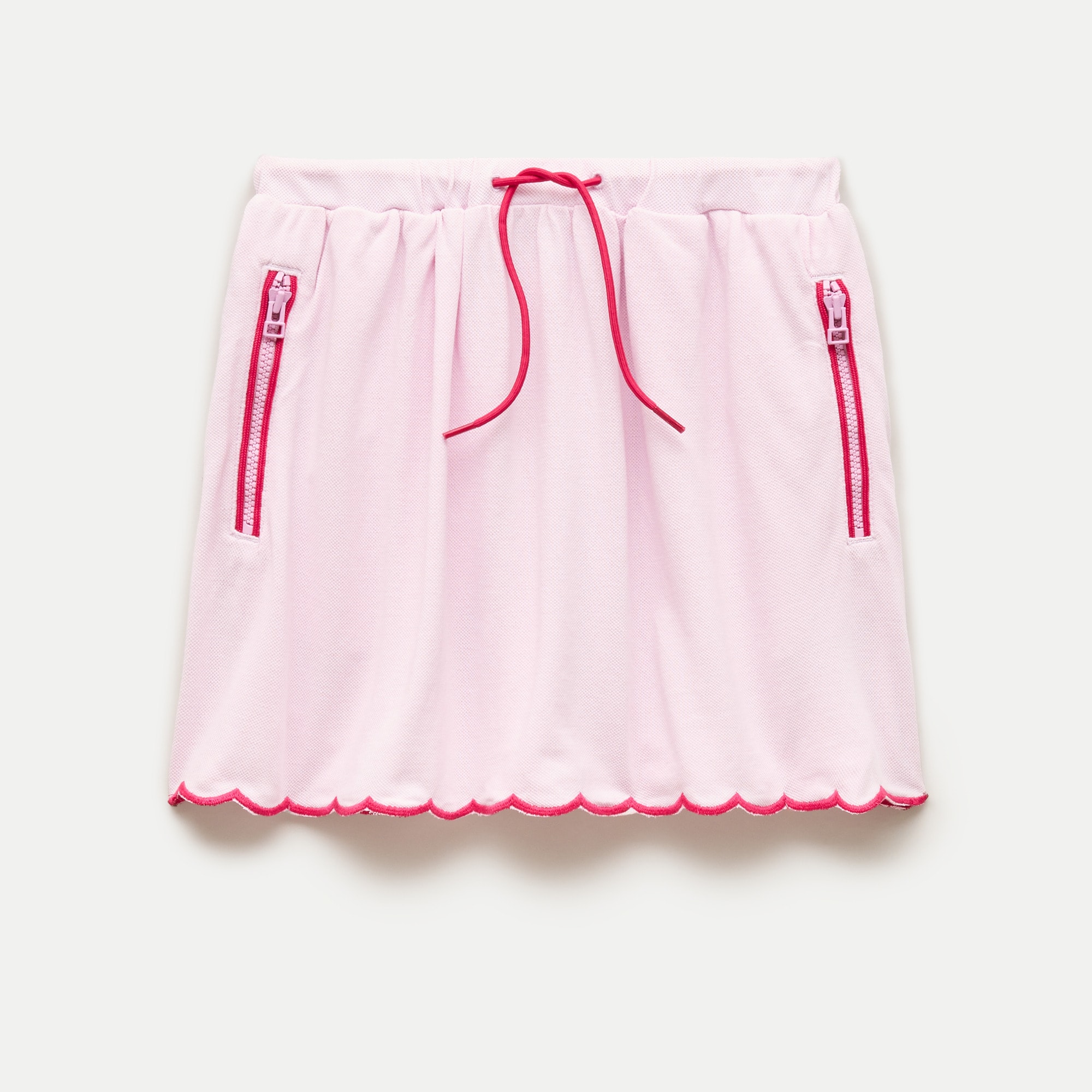 Girls' scallop-trim skirt in piqué cotton