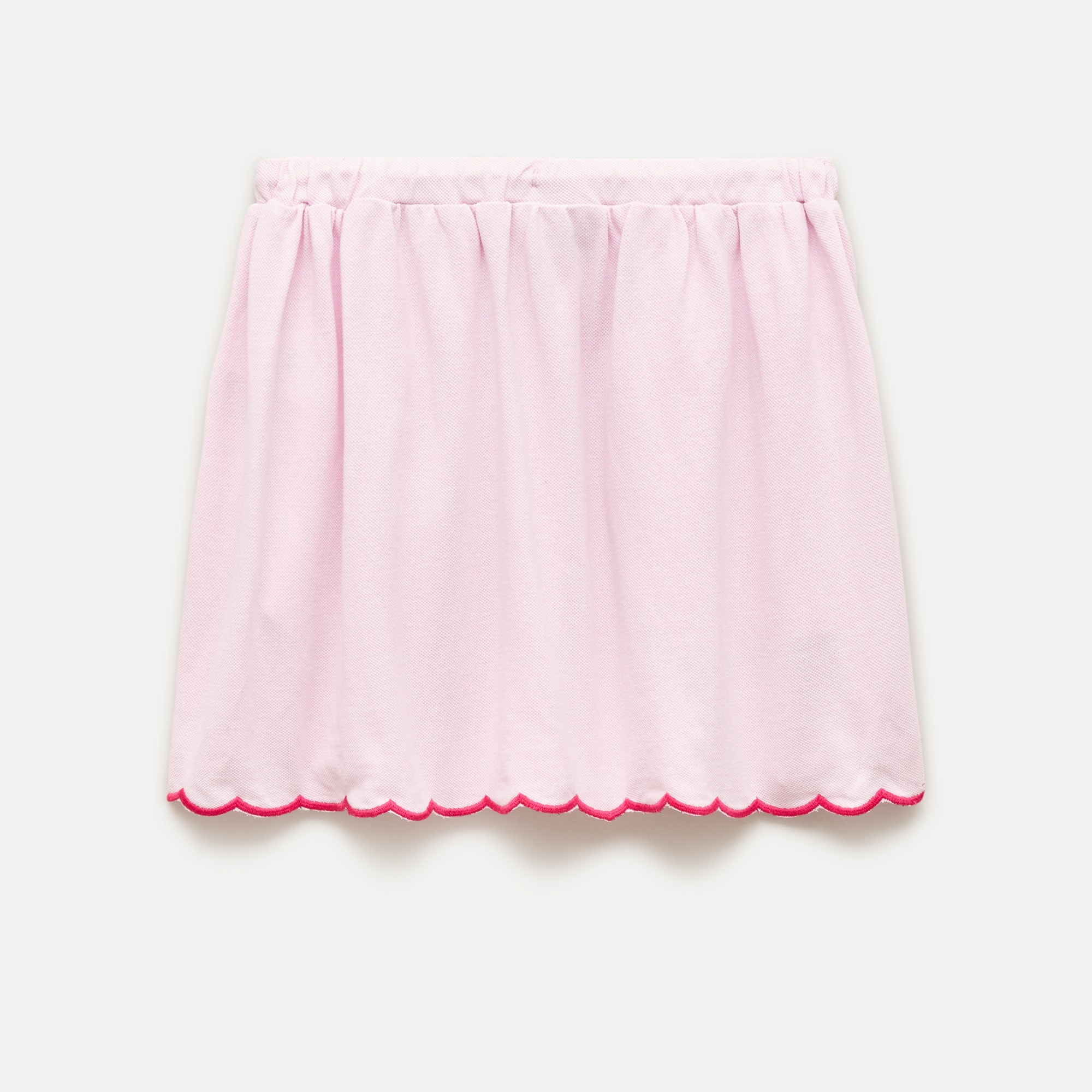 Girls' scallop-trim skirt in piqué cotton