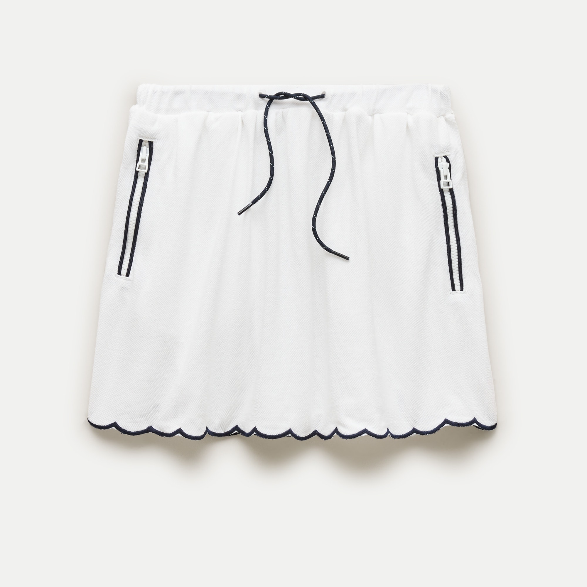 Girls' scallop-trim skirt in piqué cotton