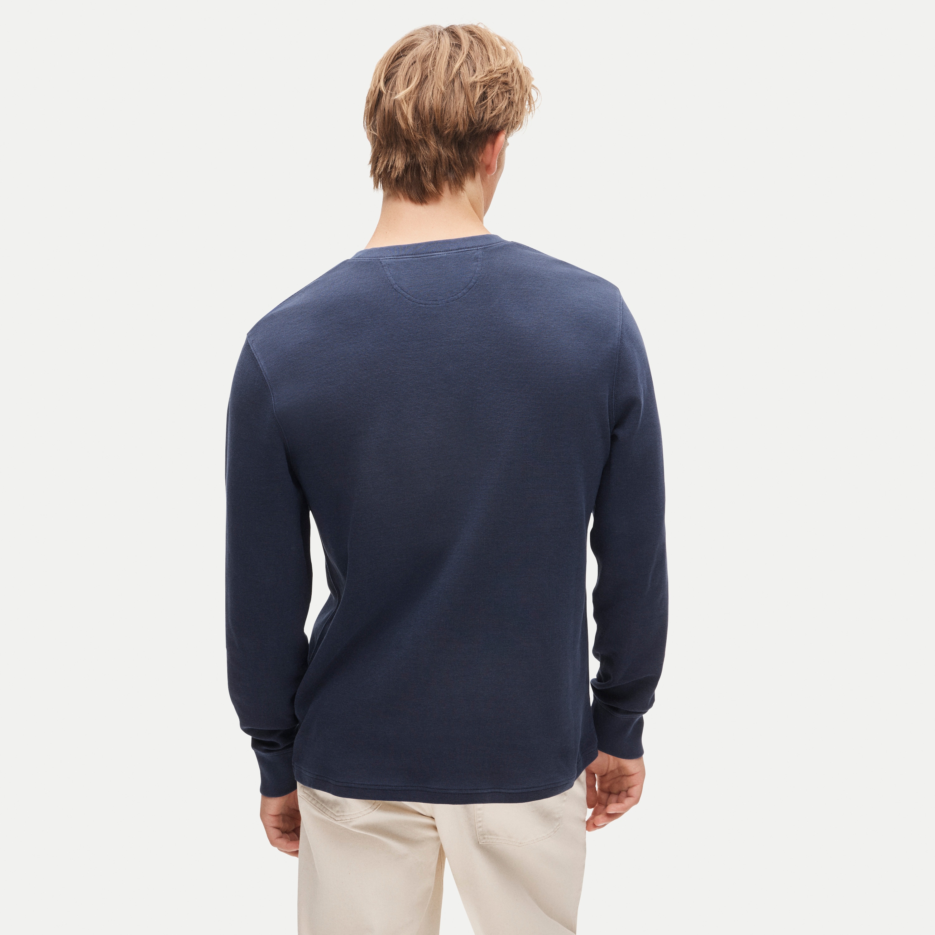 Summerweight waffle-knit cotton henley