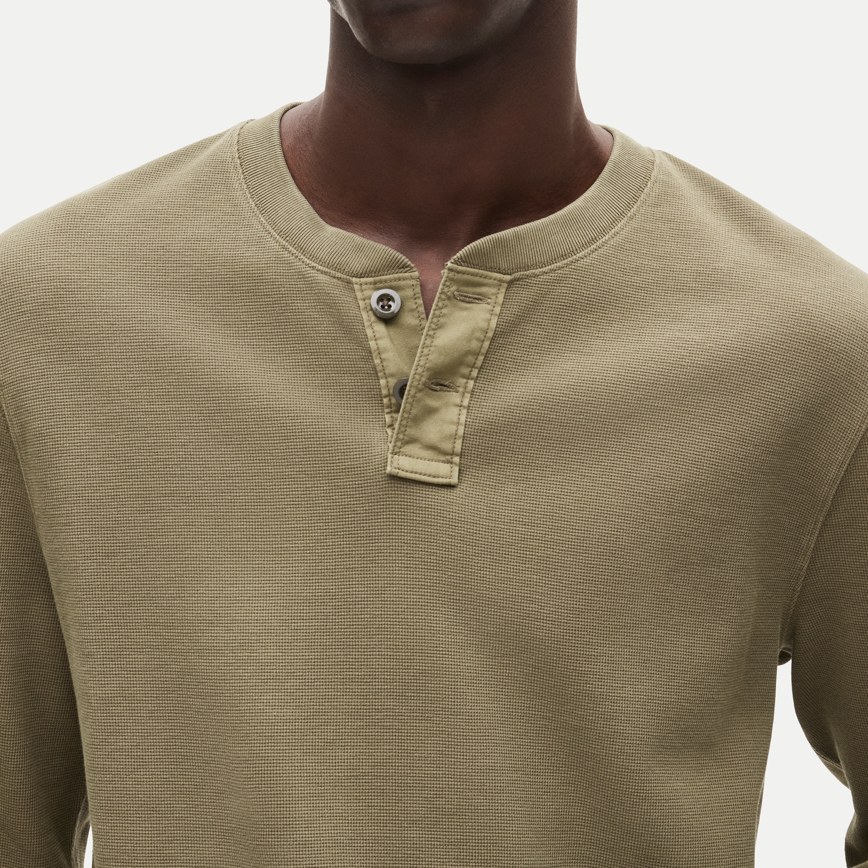 Summerweight waffle-knit cotton henley - thumbnail 6