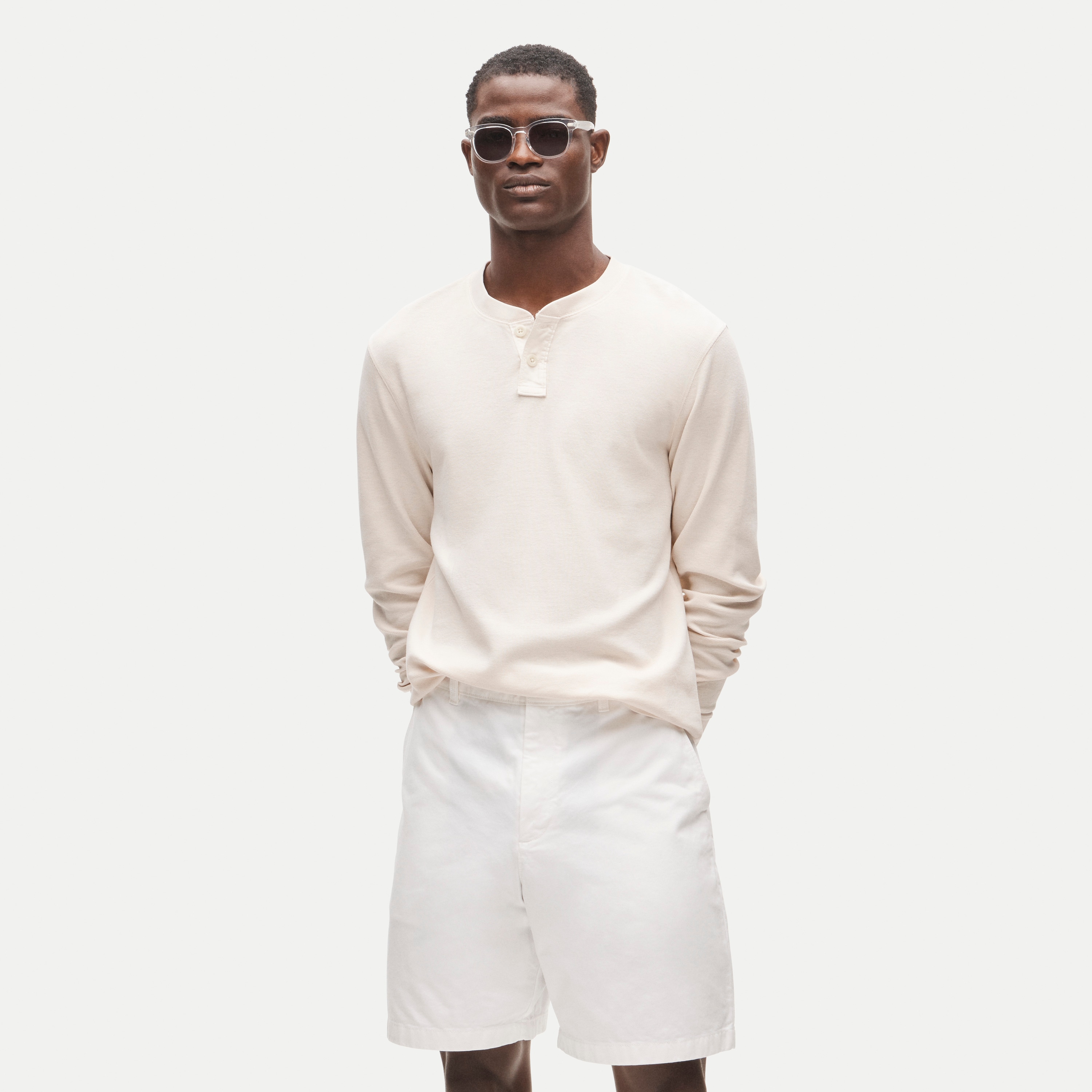 Summerweight waffle-knit cotton henley