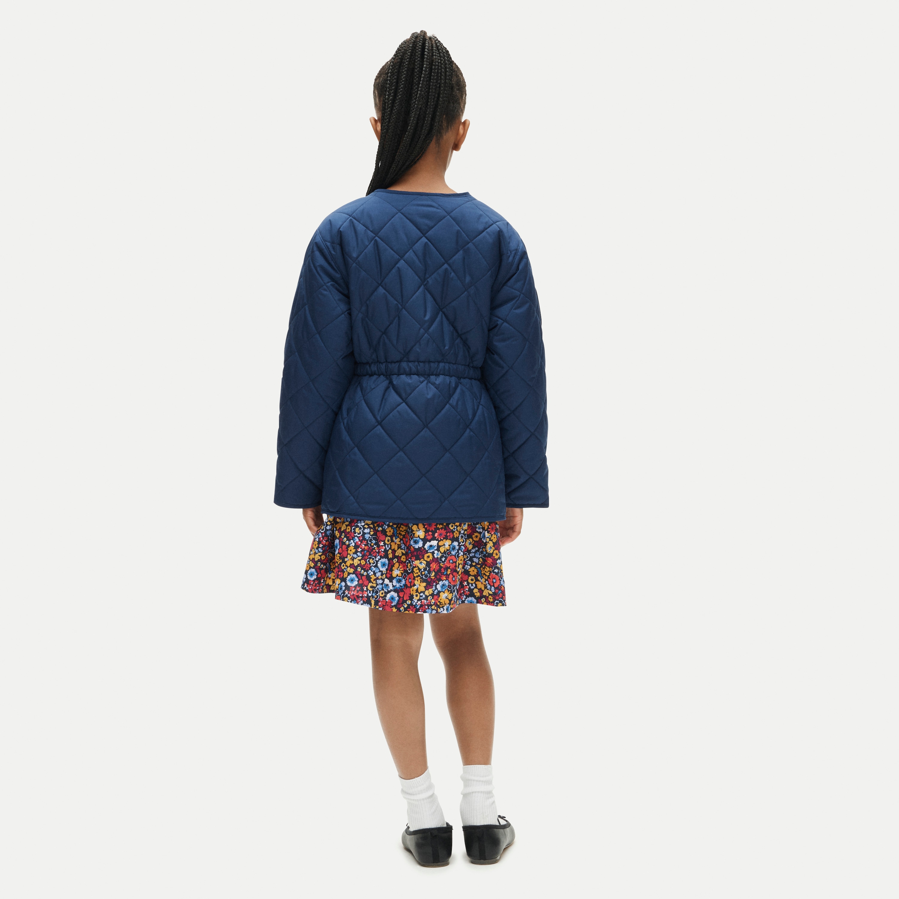 Girls' quilted cinched-waist jacket with PrimaLoft®